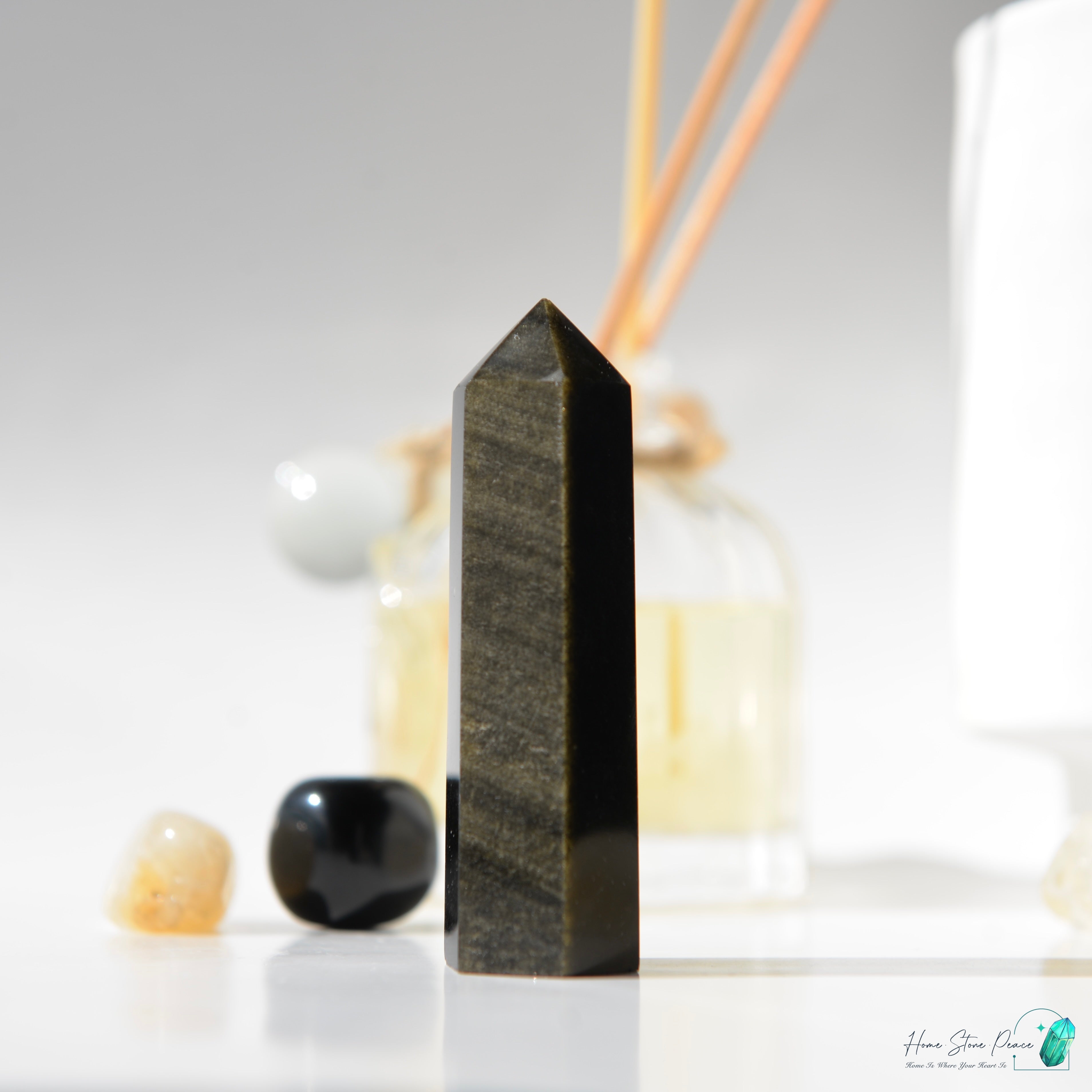 金曜石小柱 Gold Sheen Obsidian Tower