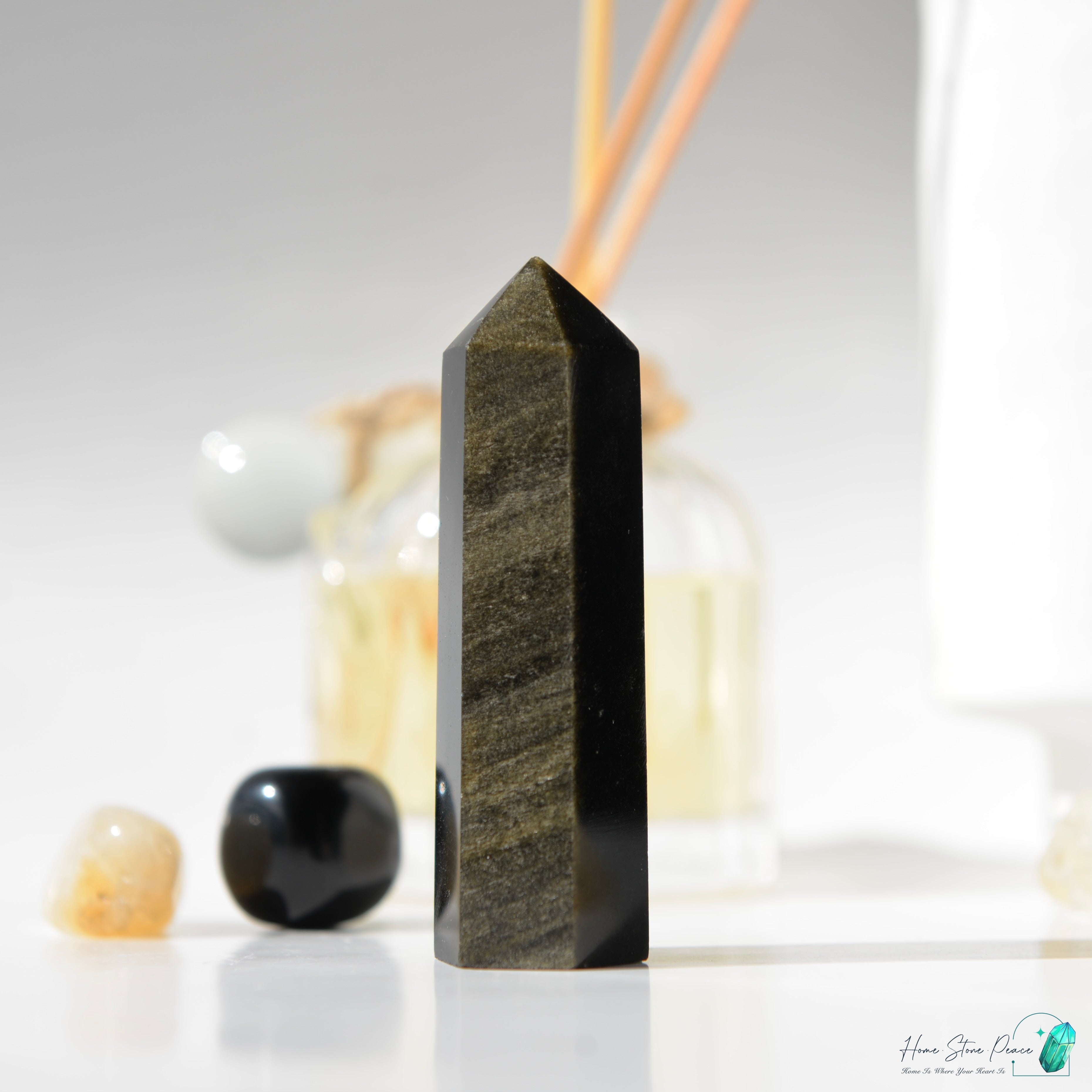 金曜石小柱 Gold Sheen Obsidian Tower