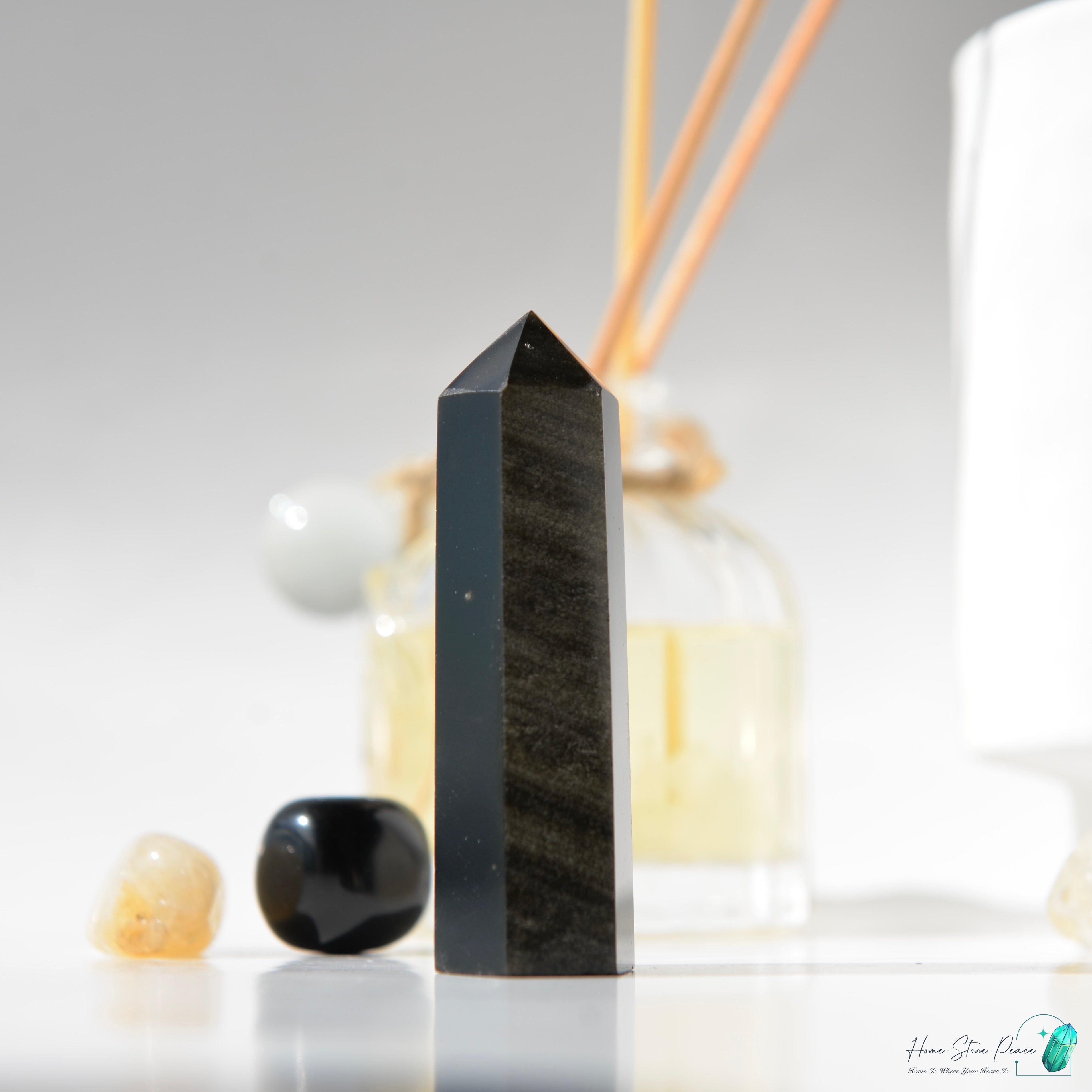 金曜石小柱 Gold Sheen Obsidian Tower