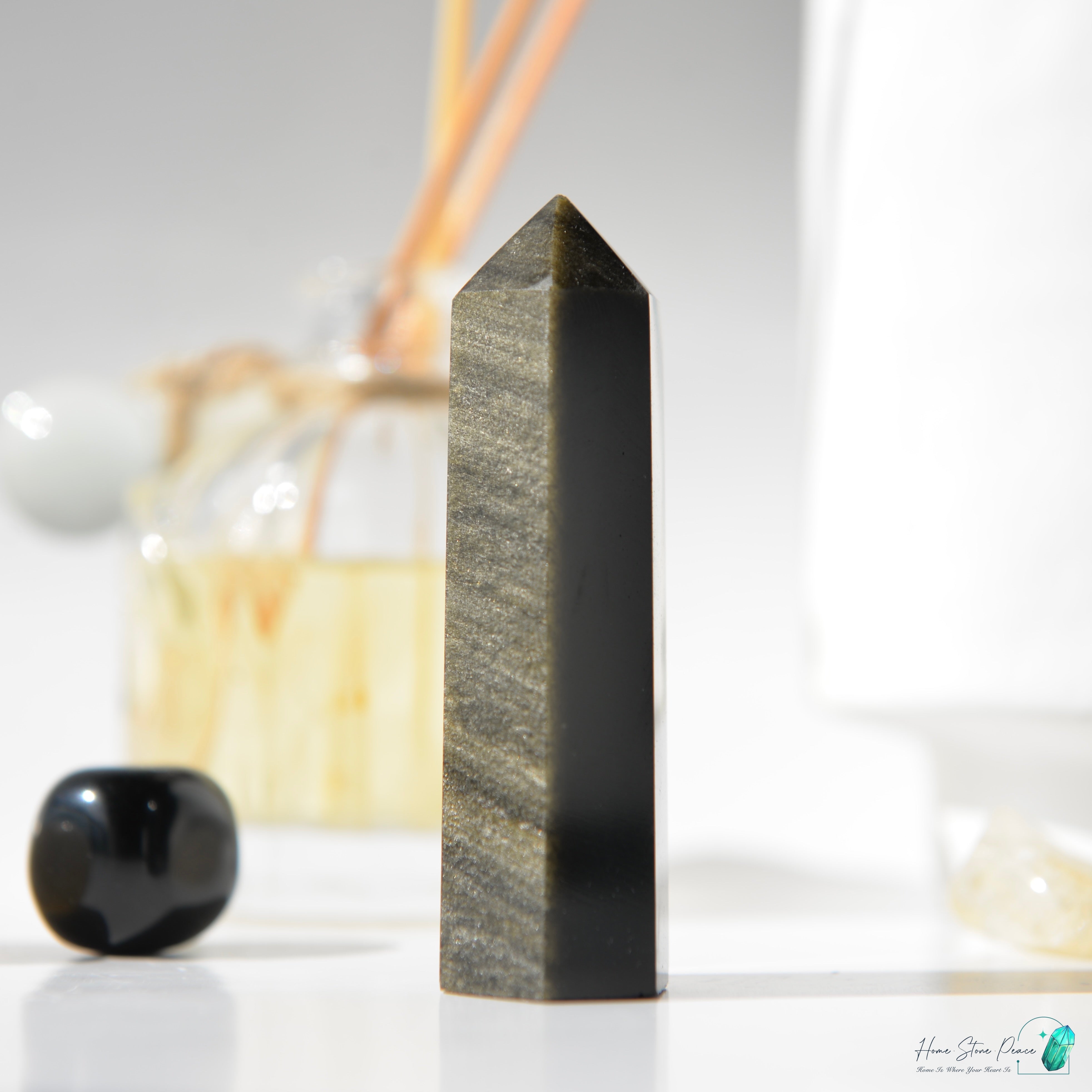 金曜石小柱 Gold Sheen Obsidian Tower