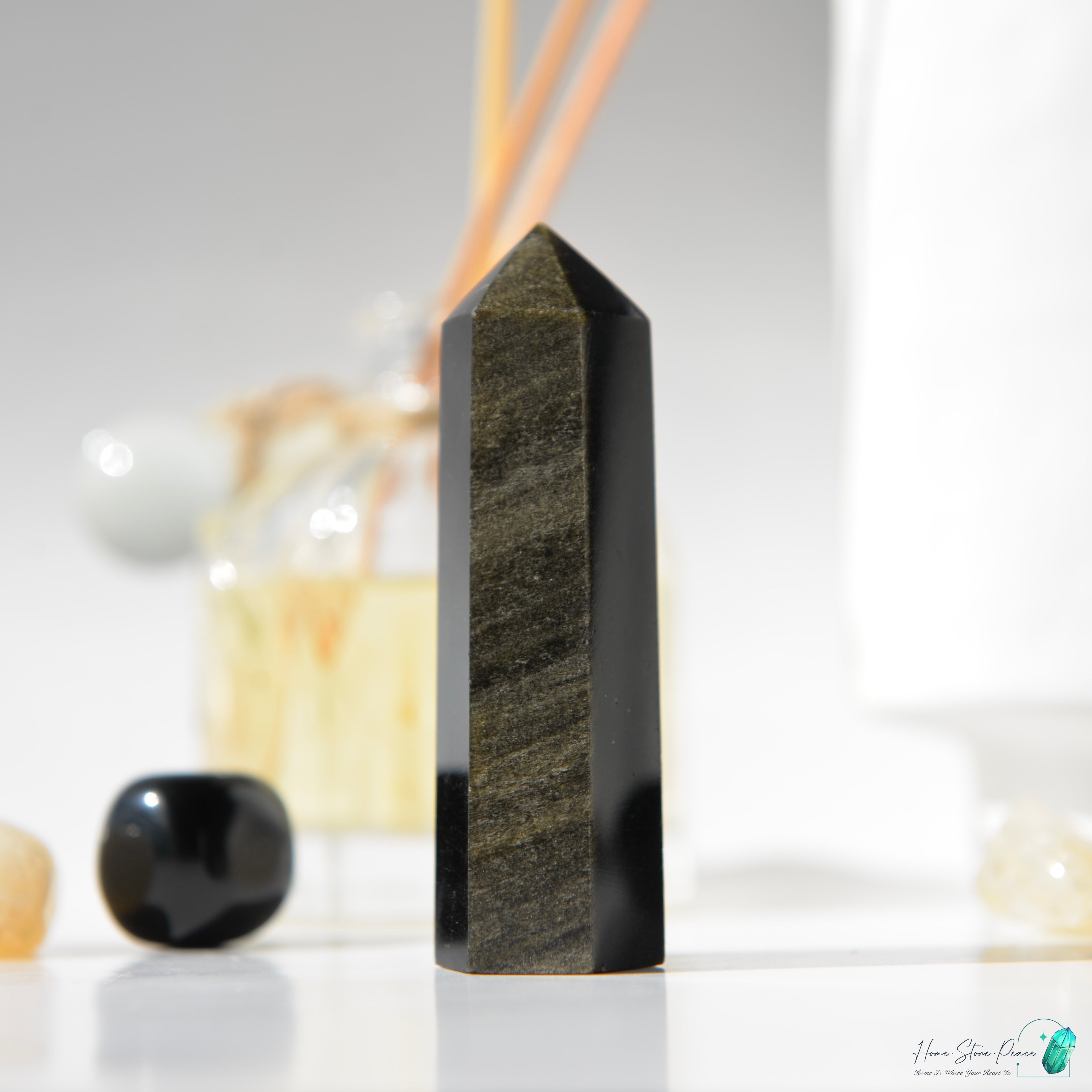 金曜石小柱 Gold Sheen Obsidian Tower