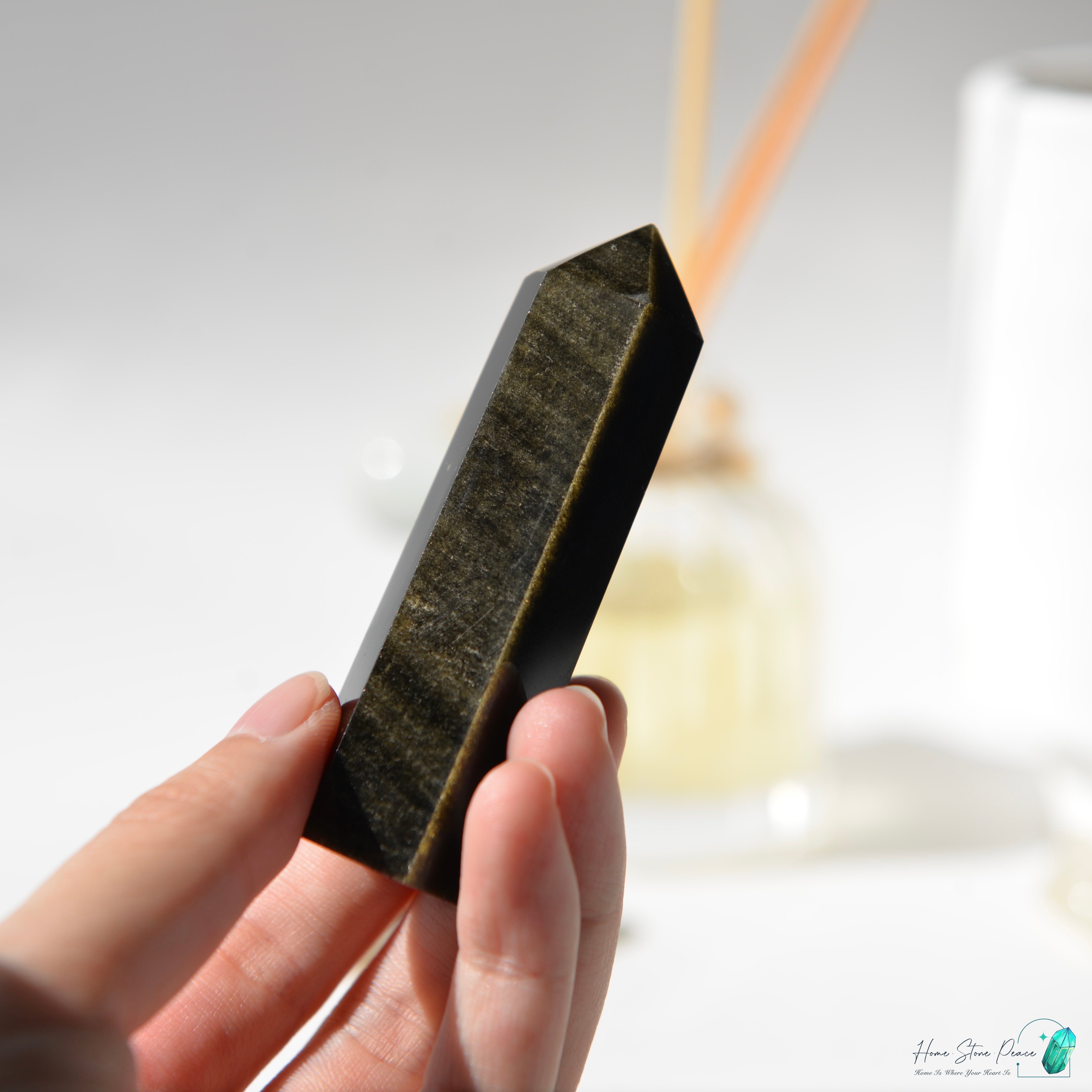 金曜石小柱 Gold Sheen Obsidian Tower