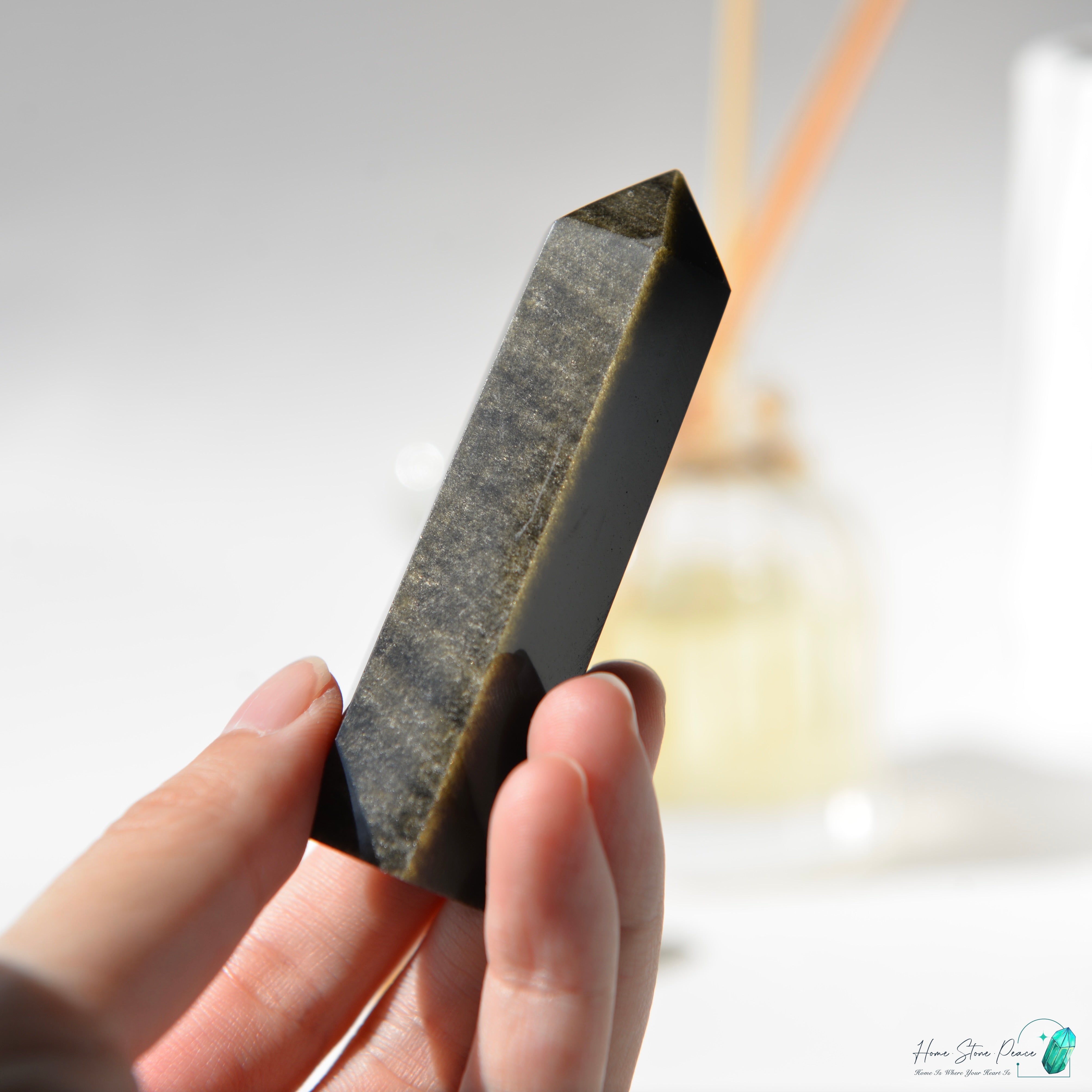 金曜石小柱 Gold Sheen Obsidian Tower