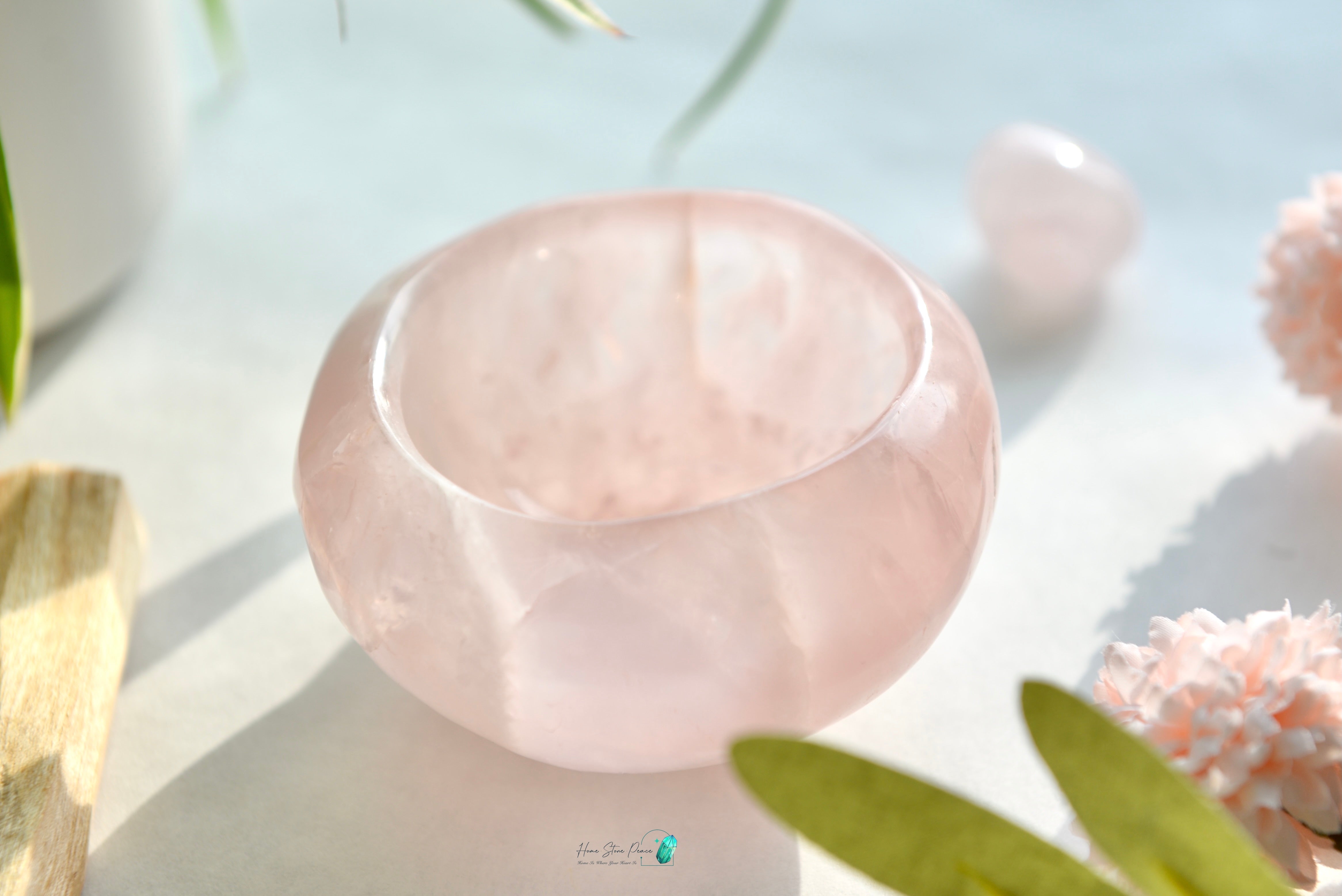 全手工粉紅水晶碗 Handcrafted Rose Quartz Bowl