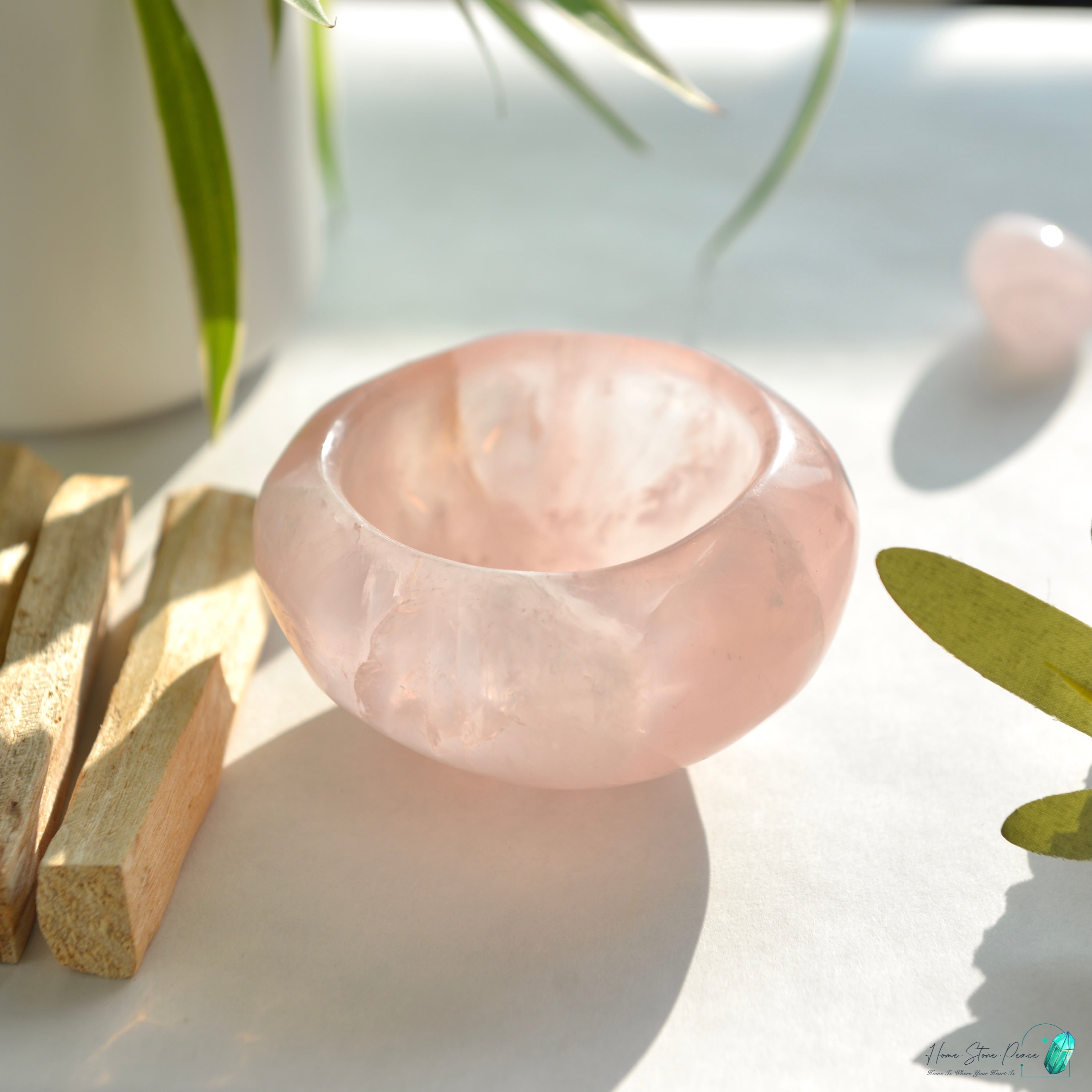 全手工粉紅水晶碗 Handcrafted Rose Quartz Bowl