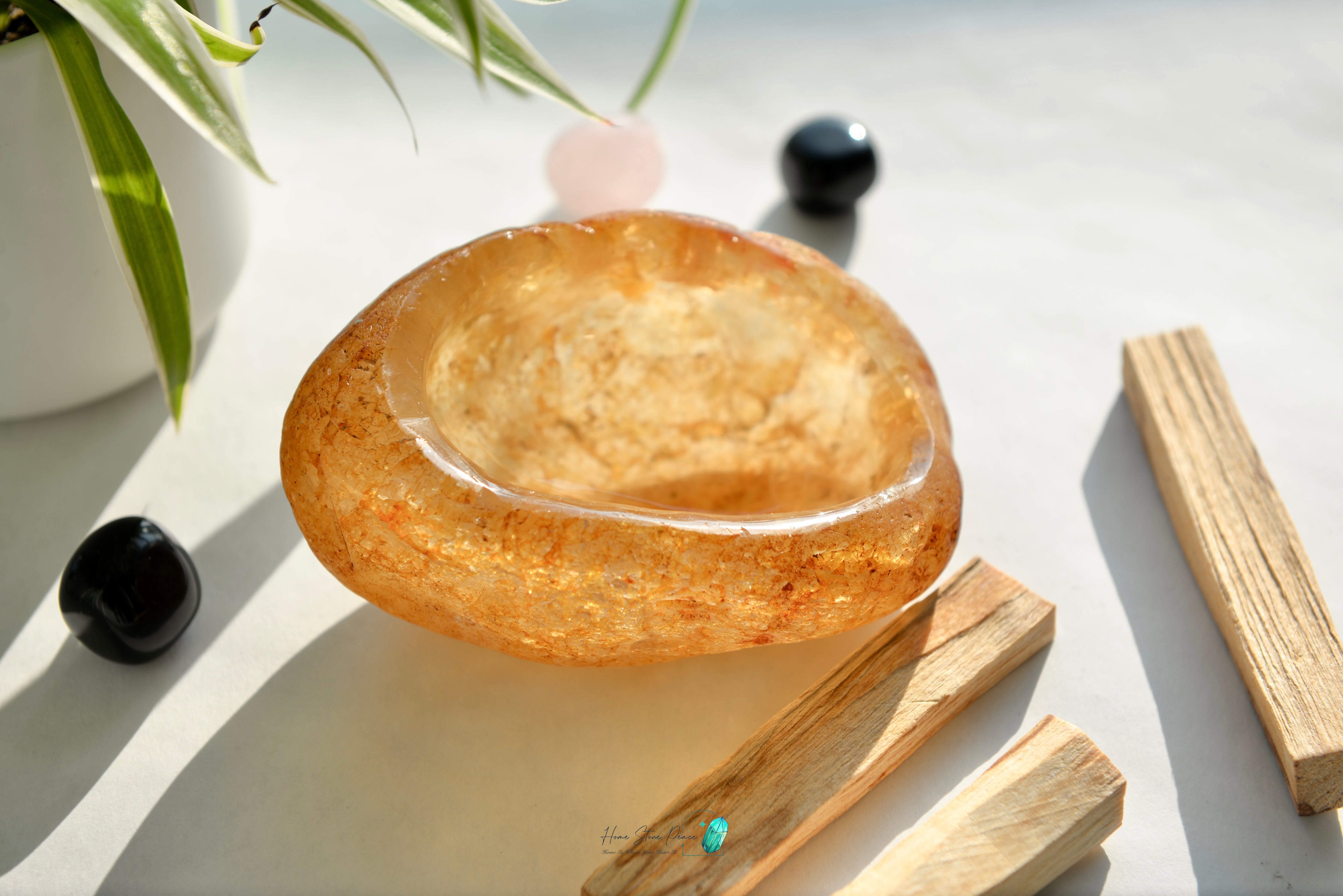 原皮黃金療癒者水晶碗連木座 Golden Healer Bowl with Stand