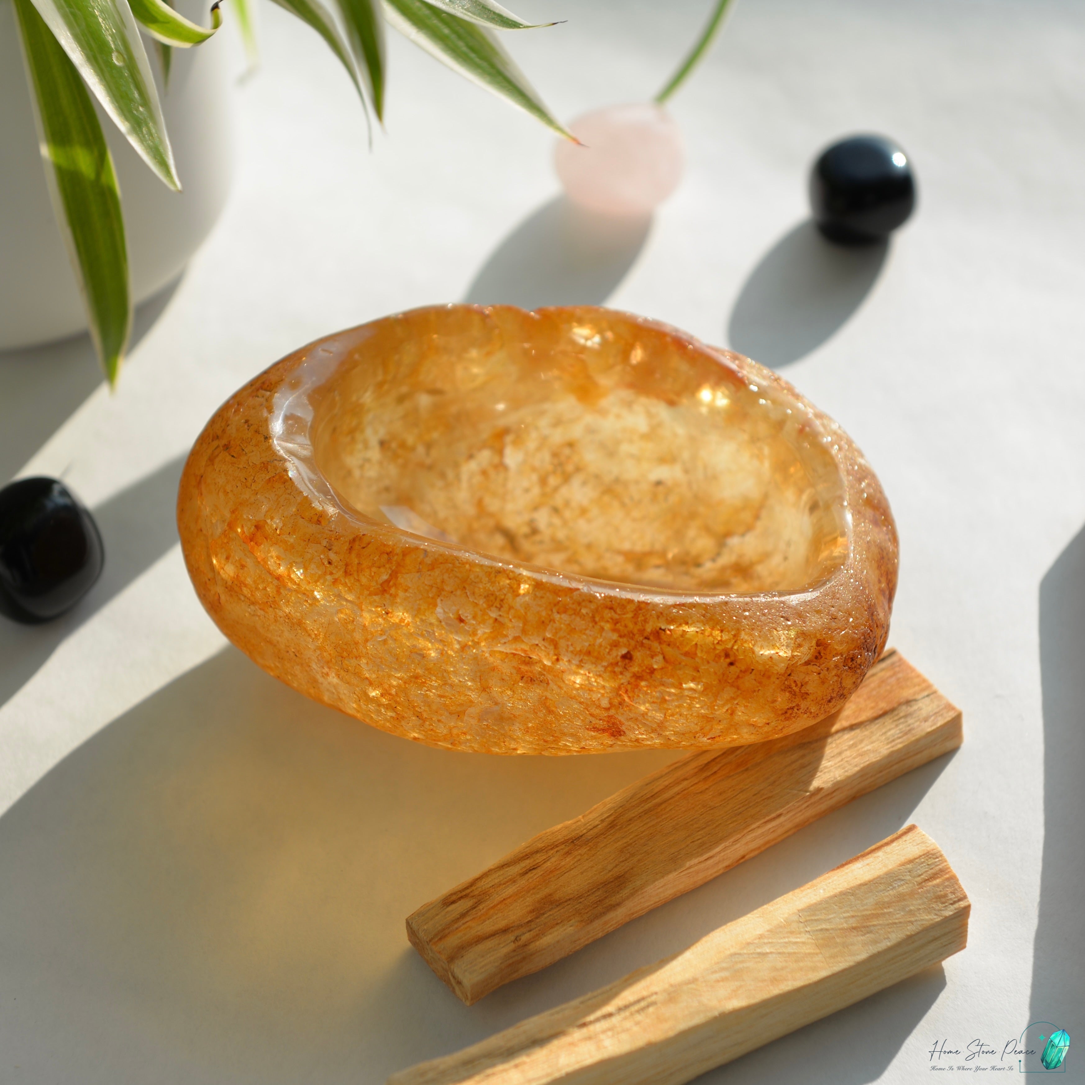 原皮黃金療癒者水晶碗連木座 Golden Healer Bowl with Stand