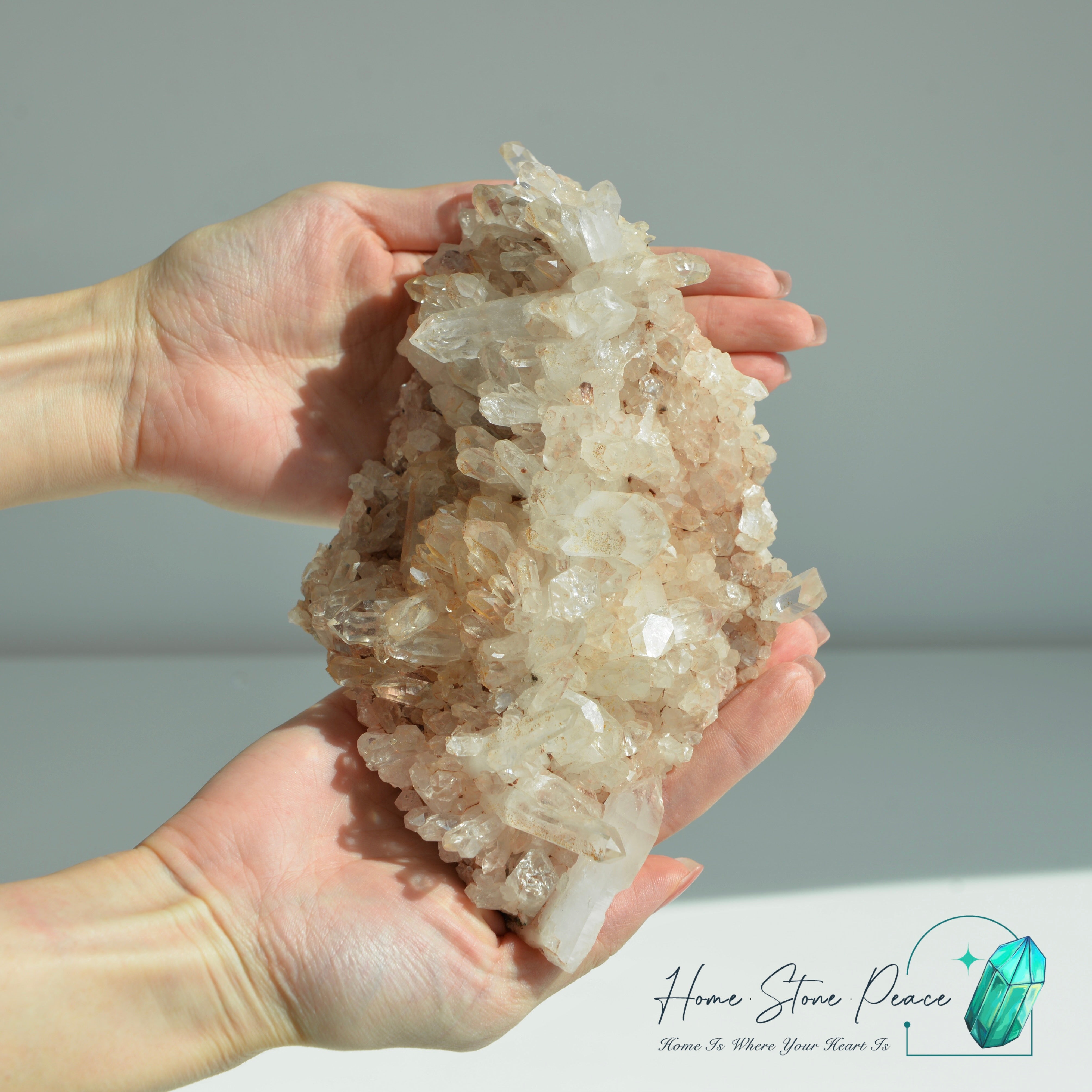 Columbian Pink Lemurian Quartz Cluster 哥倫比亞粉紅雷姆利亞水晶簇