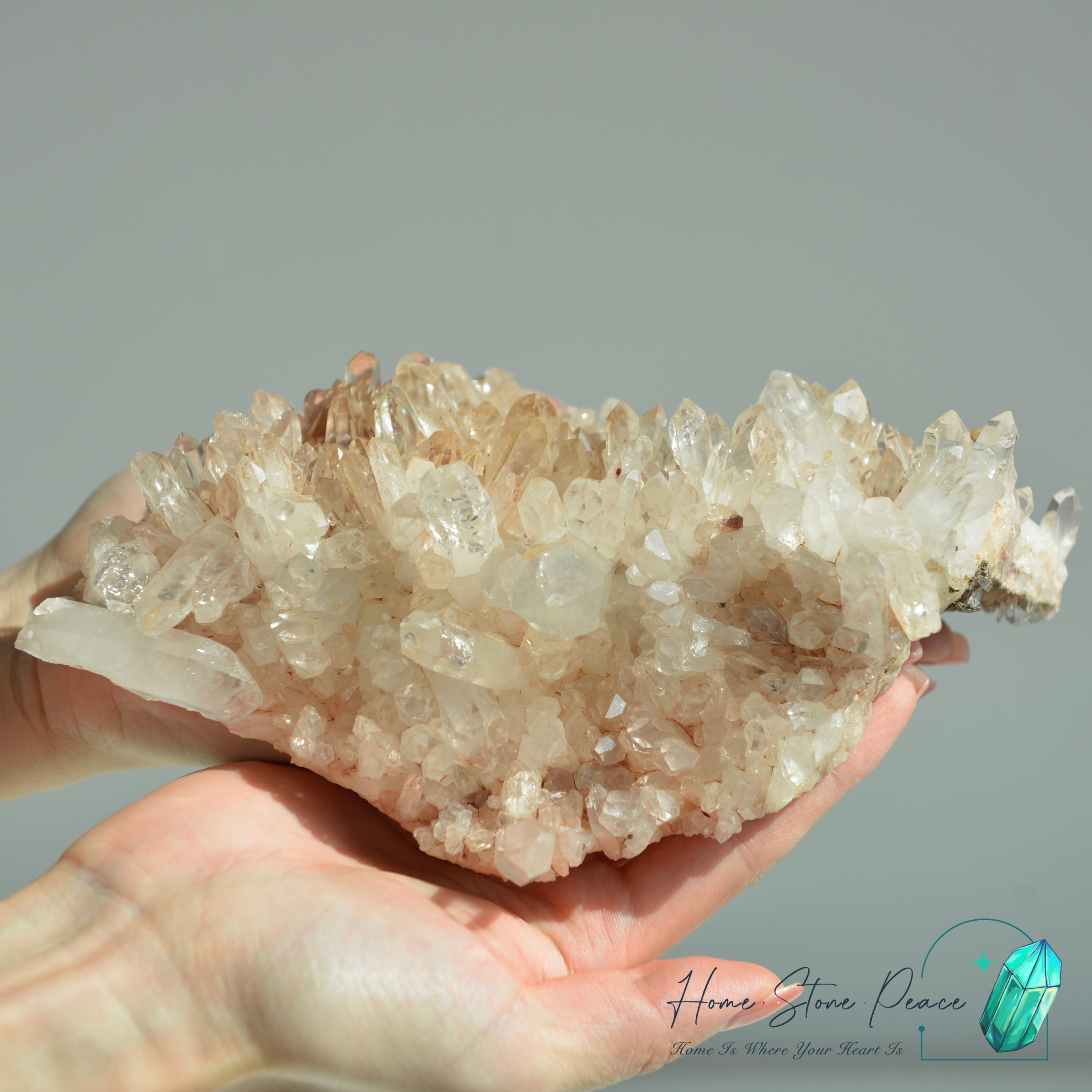 Columbian Pink Lemurian Quartz Cluster 哥倫比亞粉紅雷姆利亞水晶簇