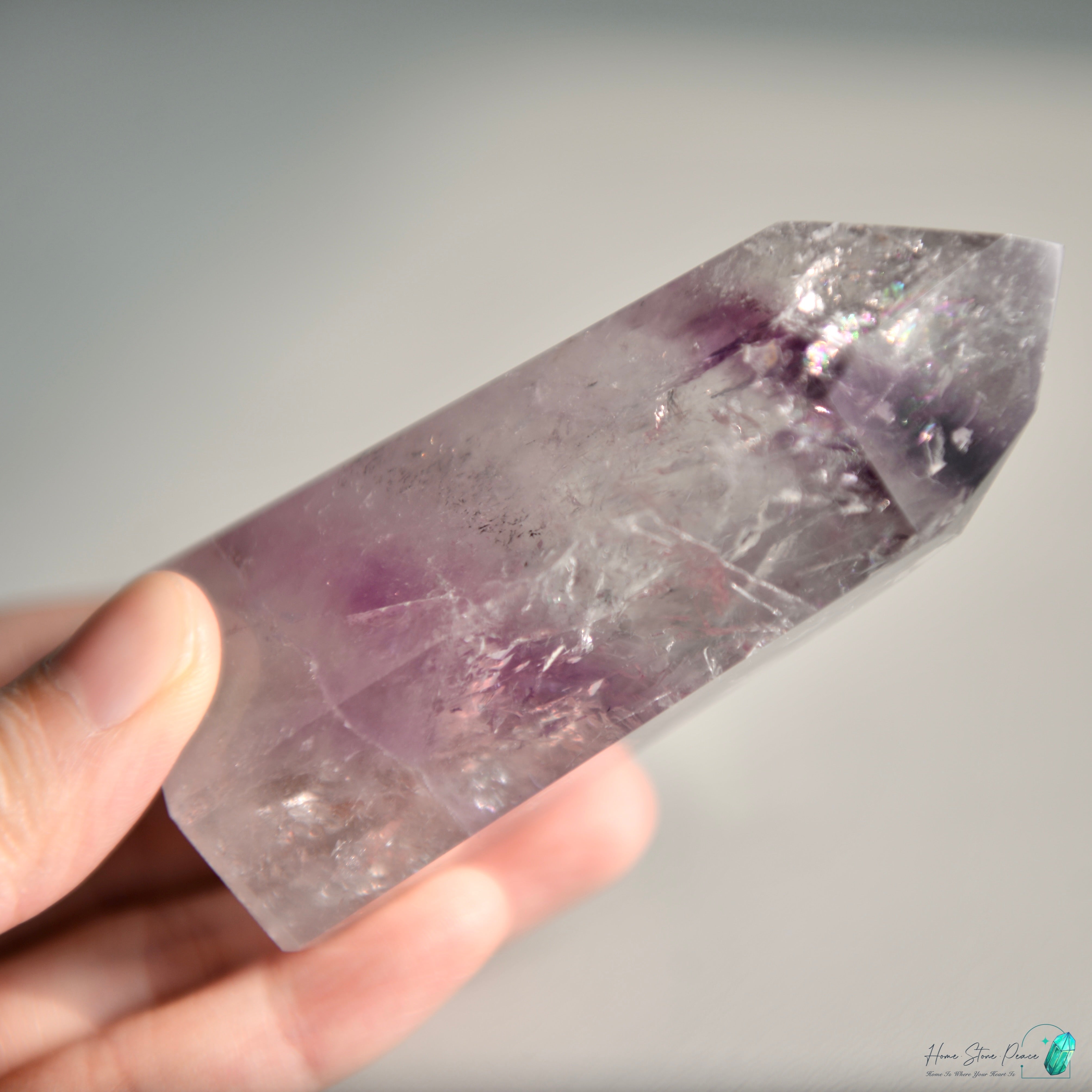 巴西幻影彩虹紫水晶柱 Brazilian Amethyst Phantom Tower with Rainbow