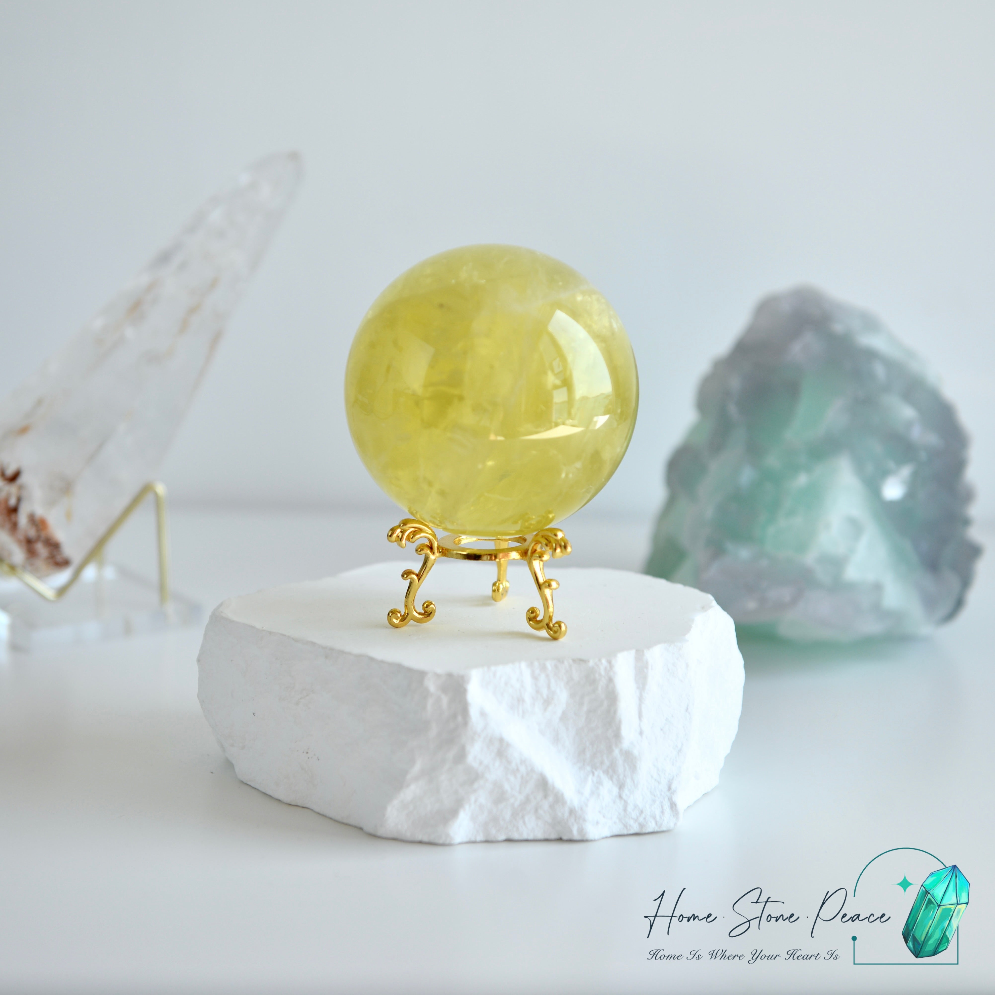 風水檸檬黃水晶球 Lemon Citrine Sphere with Rainbows