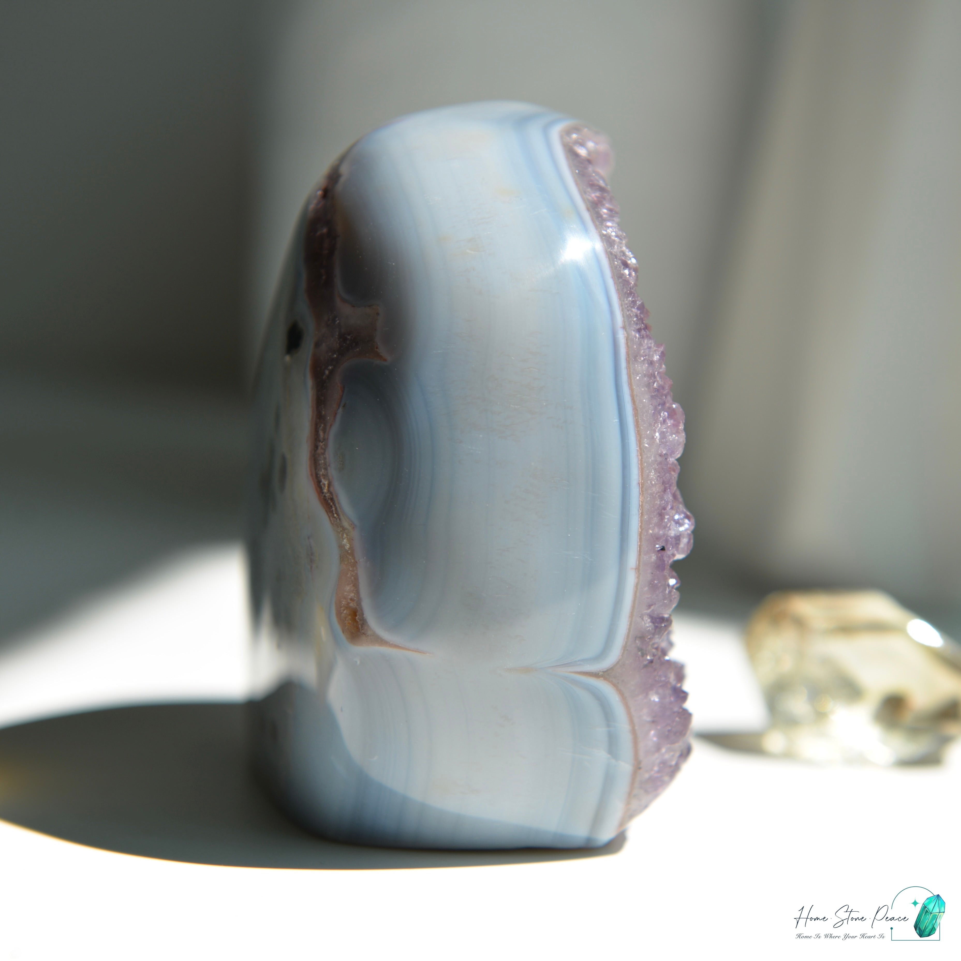 藍瑪瑙邊紅色紫水晶 Blue Agate Reddish Amethyst Free Form