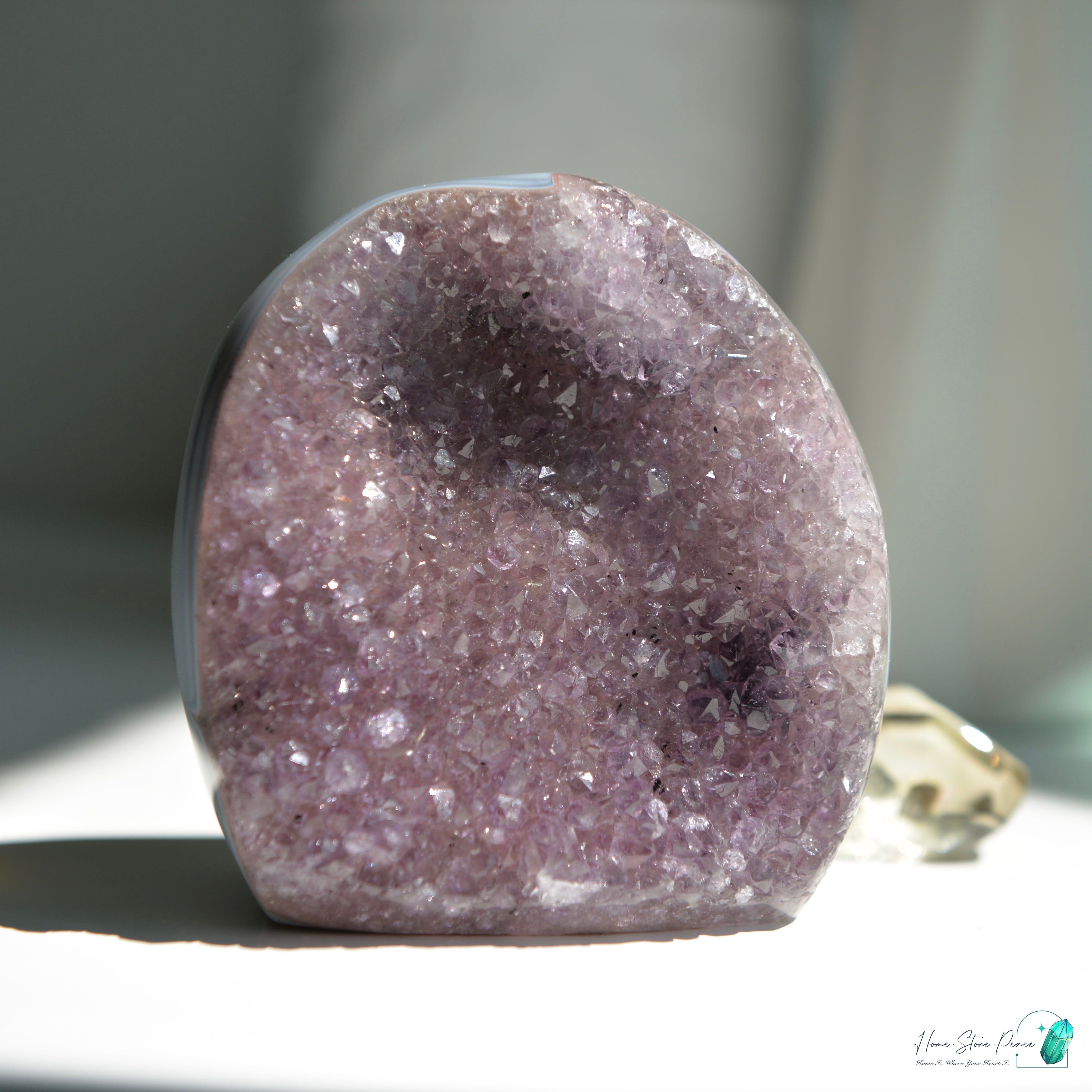 藍瑪瑙邊紅色紫水晶 Blue Agate Reddish Amethyst Free Form