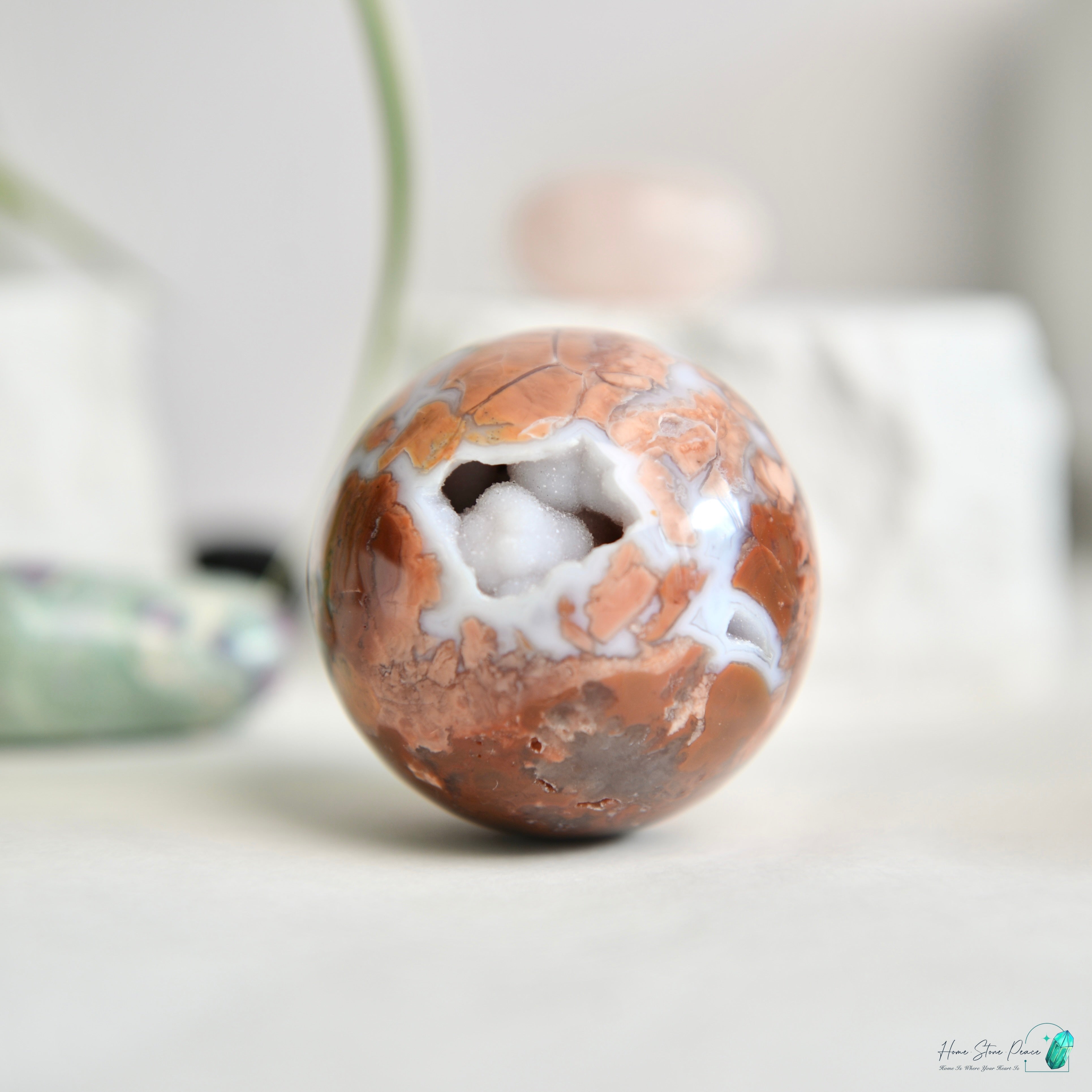 緬甸粉紅瑪瑙球 Burmese Druzy Pink Agate Sphere