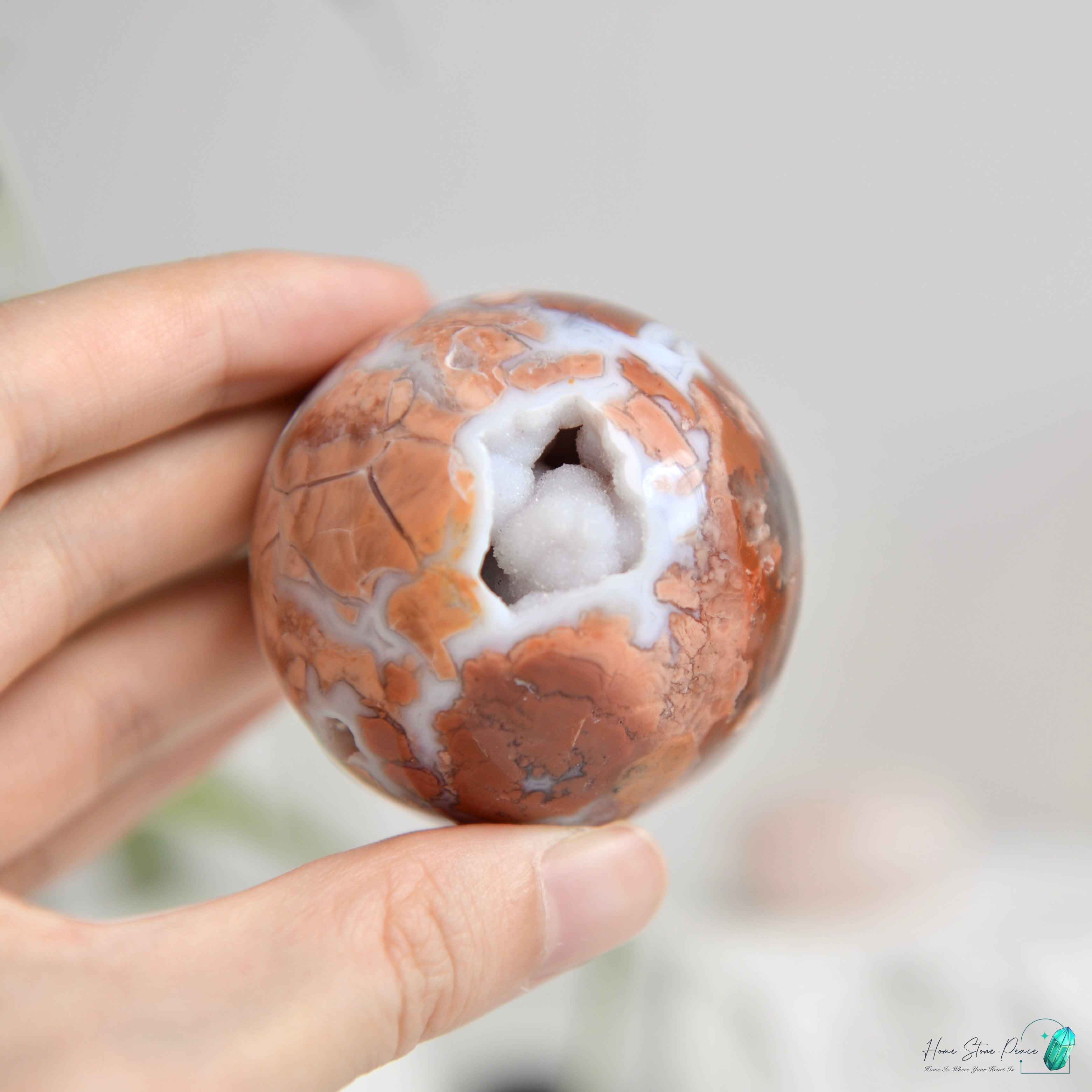 緬甸粉紅瑪瑙球 Burmese Druzy Pink Agate Sphere