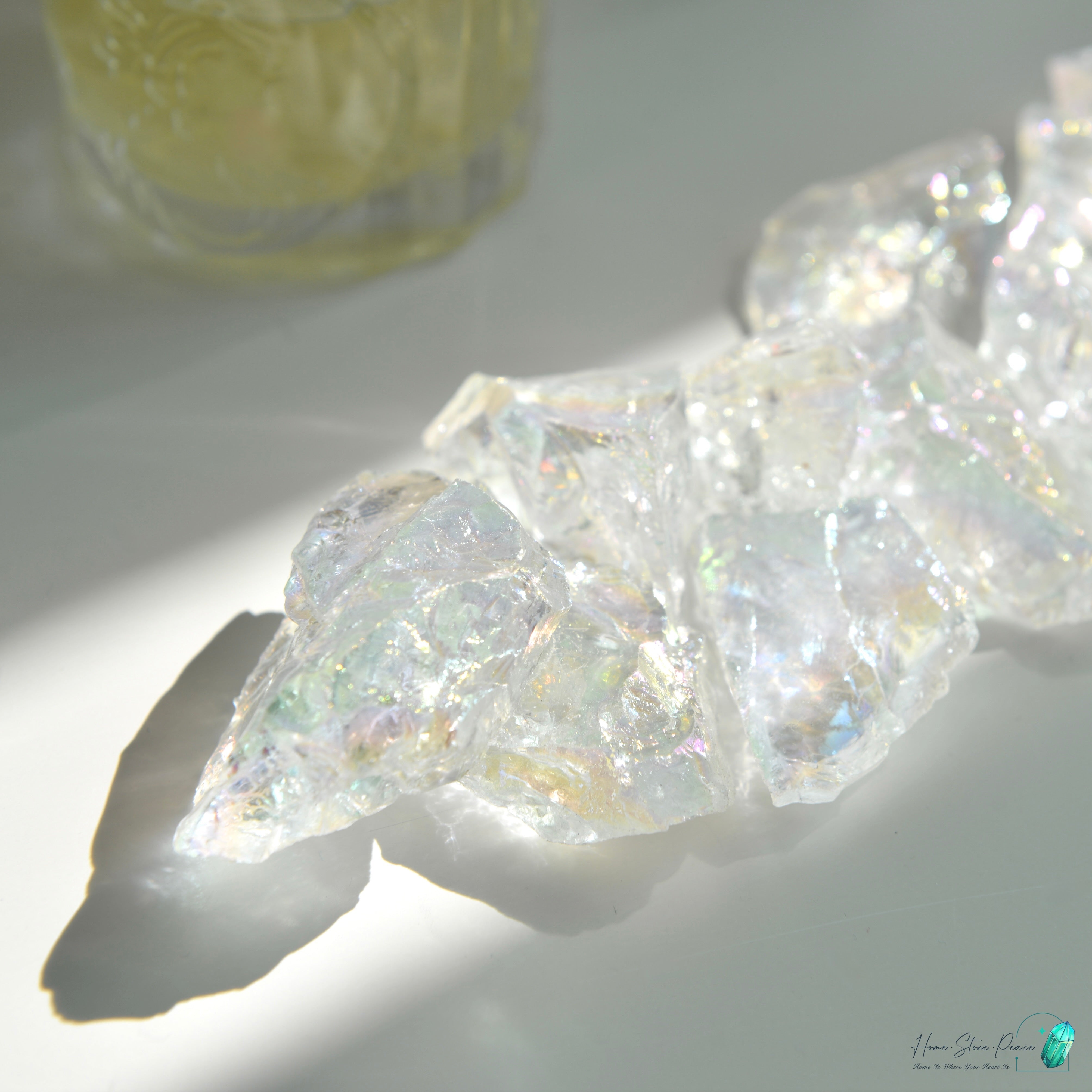 天使光鍍彩白水晶原石四粒小袋 Aura Clear Quartz Cluster 4 Pieces Set