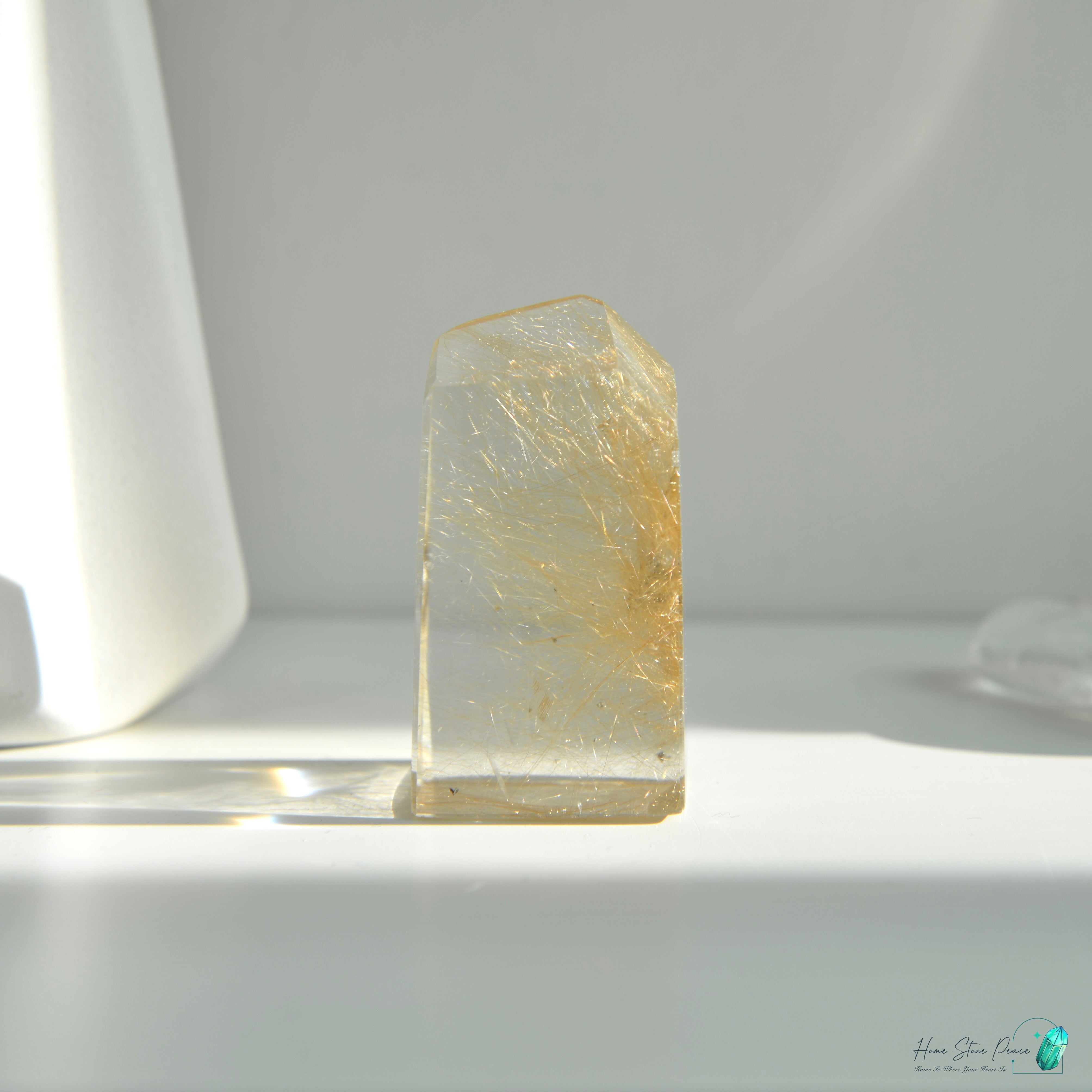 巴西金髮晶四方柱 Brazilian Gold Rutilated Short Tower