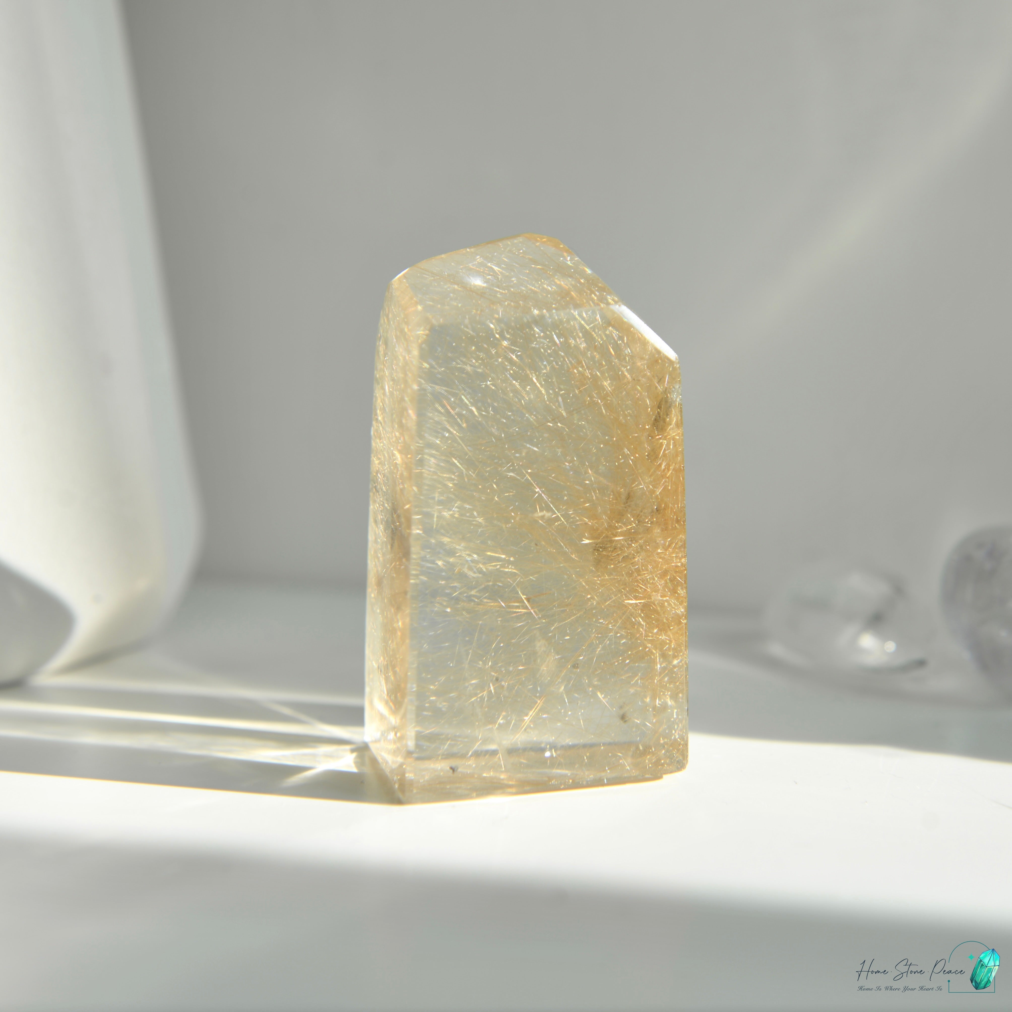 巴西金髮晶四方柱 Brazilian Gold Rutilated Short Tower