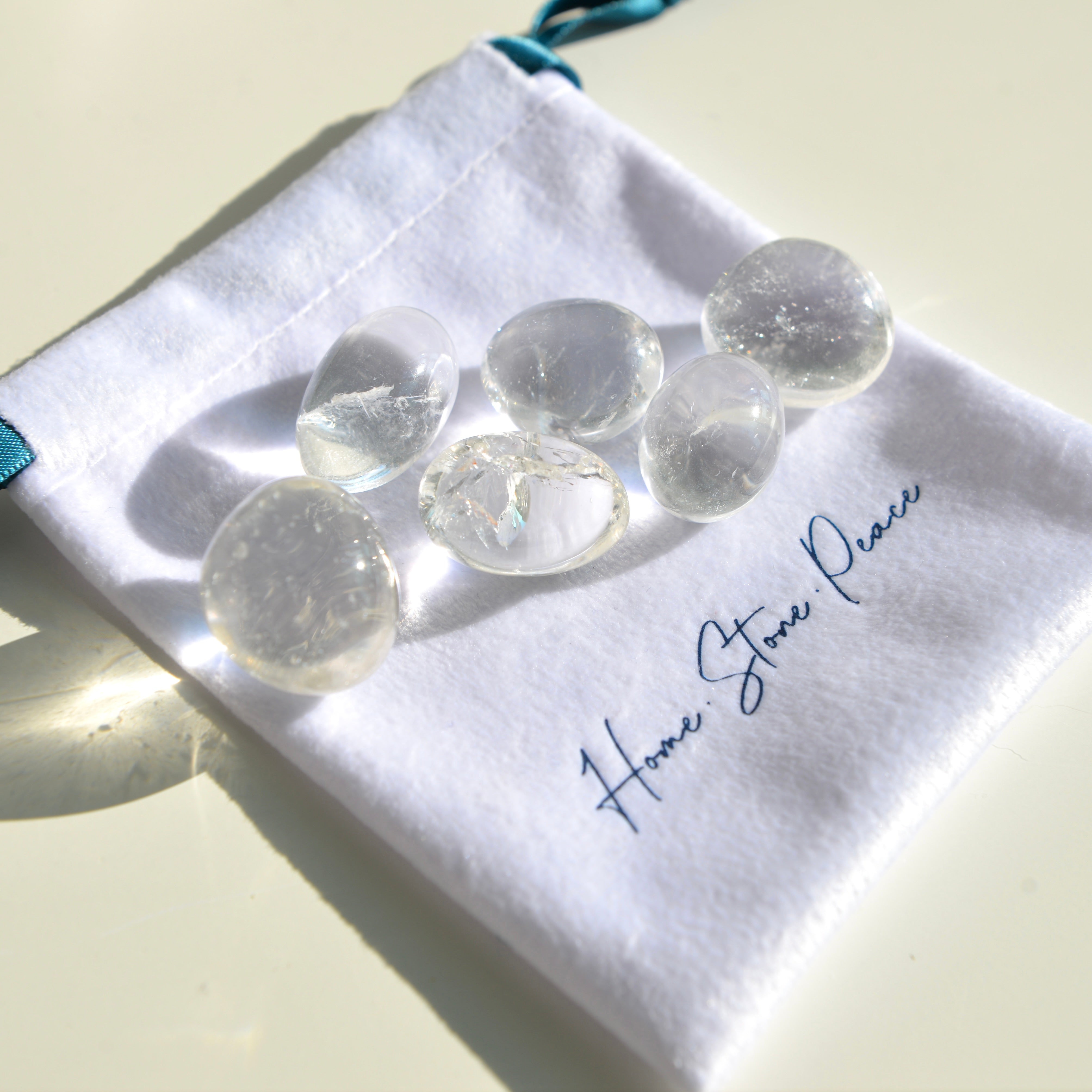 白水晶六粒小袋 Clear Quartz Tumbles 6 Pieces Set