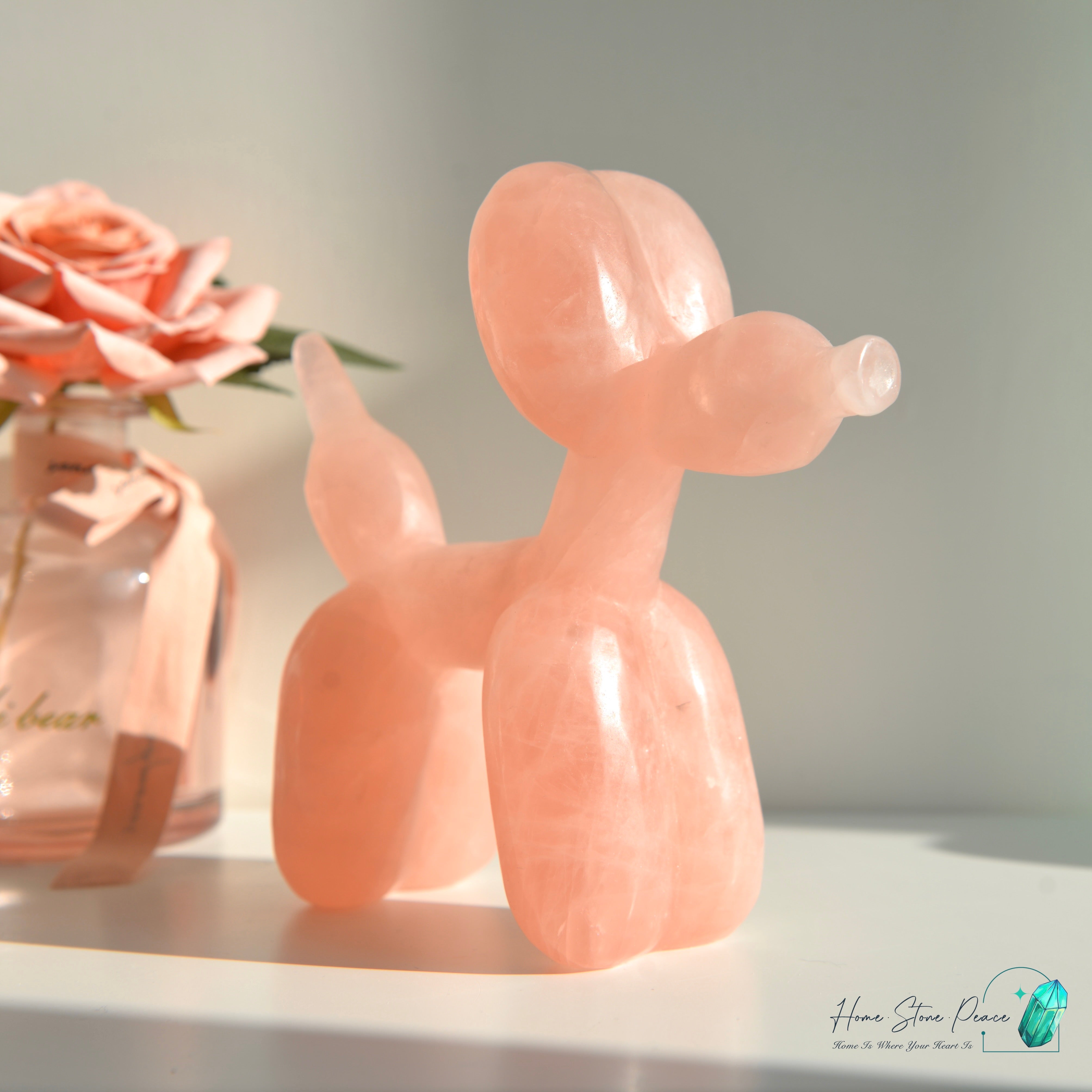 粉紅水晶氣球狗(大) Rose Quartz Balloon Dog (Large)