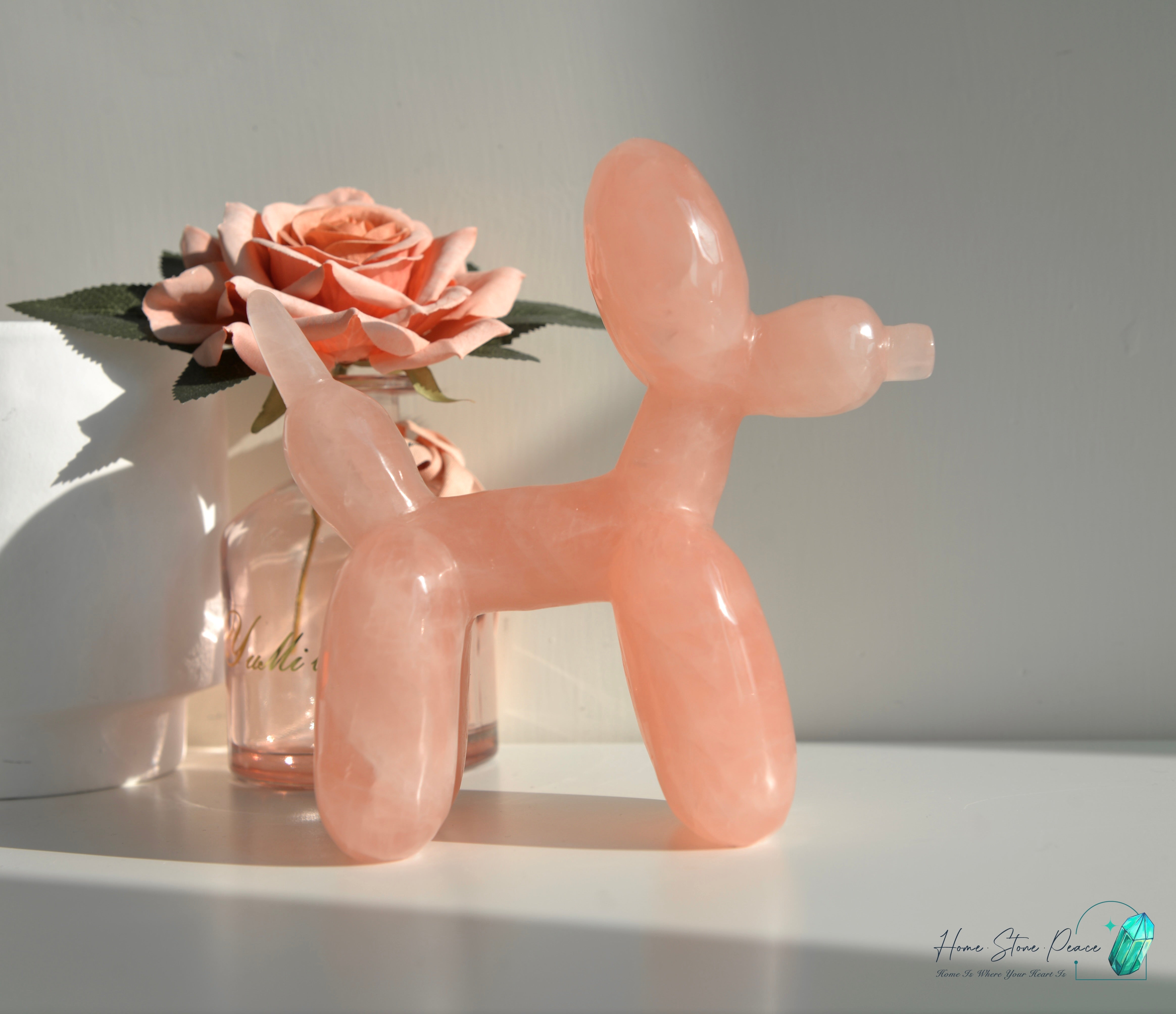 粉紅水晶氣球狗(大) Rose Quartz Balloon Dog (Large)