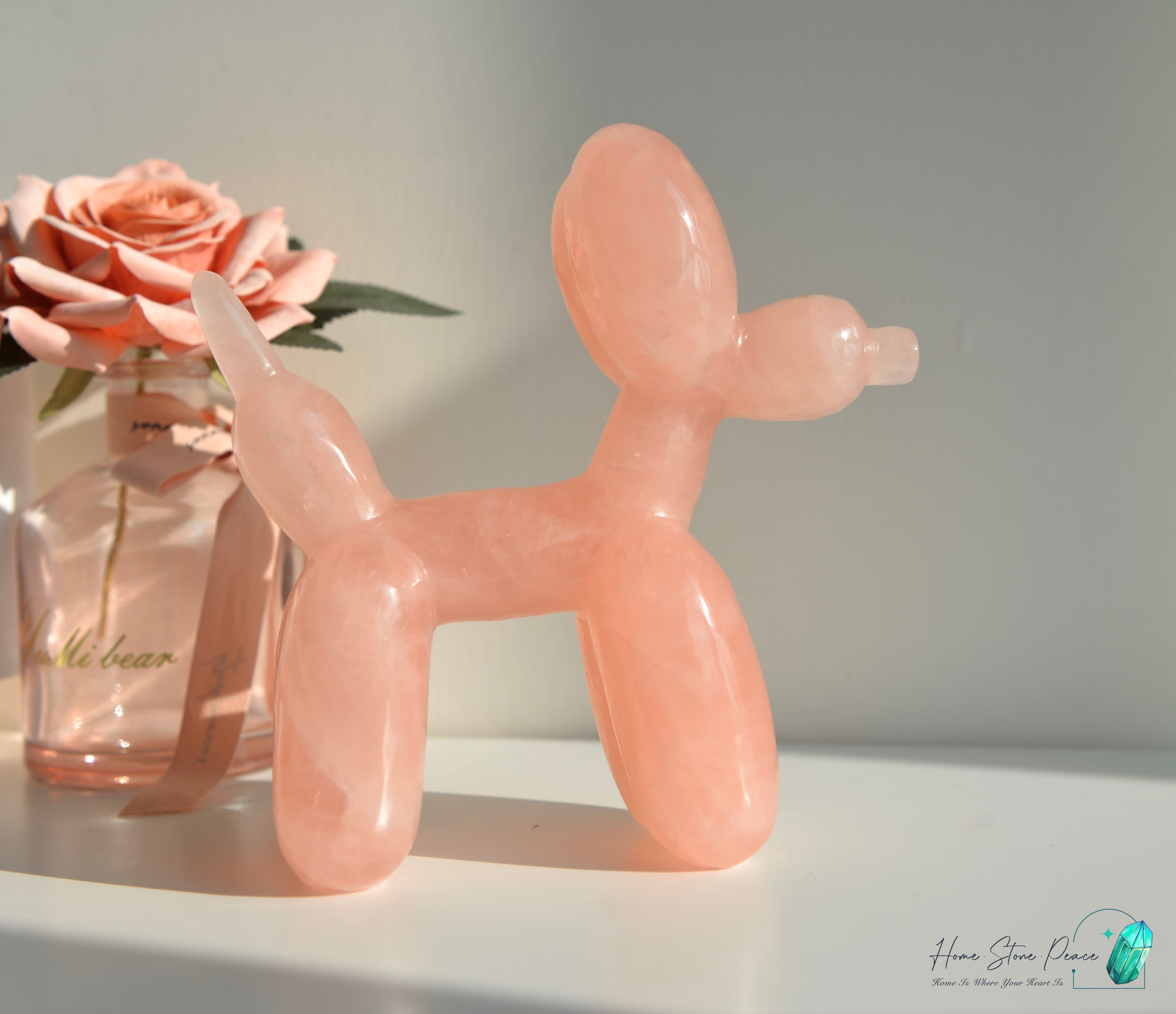 粉紅水晶氣球狗(大) Rose Quartz Balloon Dog (Large)
