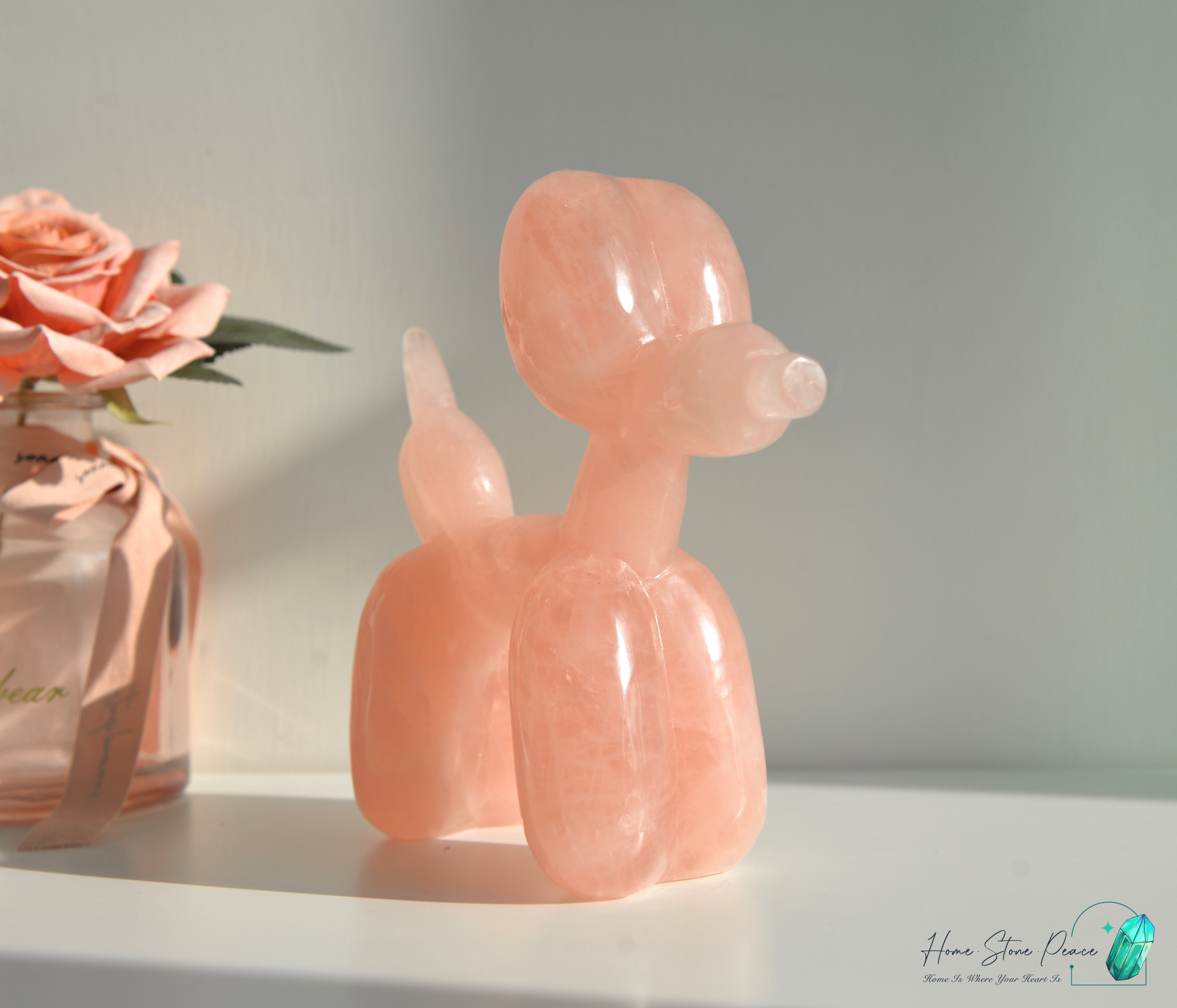 粉紅水晶氣球狗(大) Rose Quartz Balloon Dog (Large)