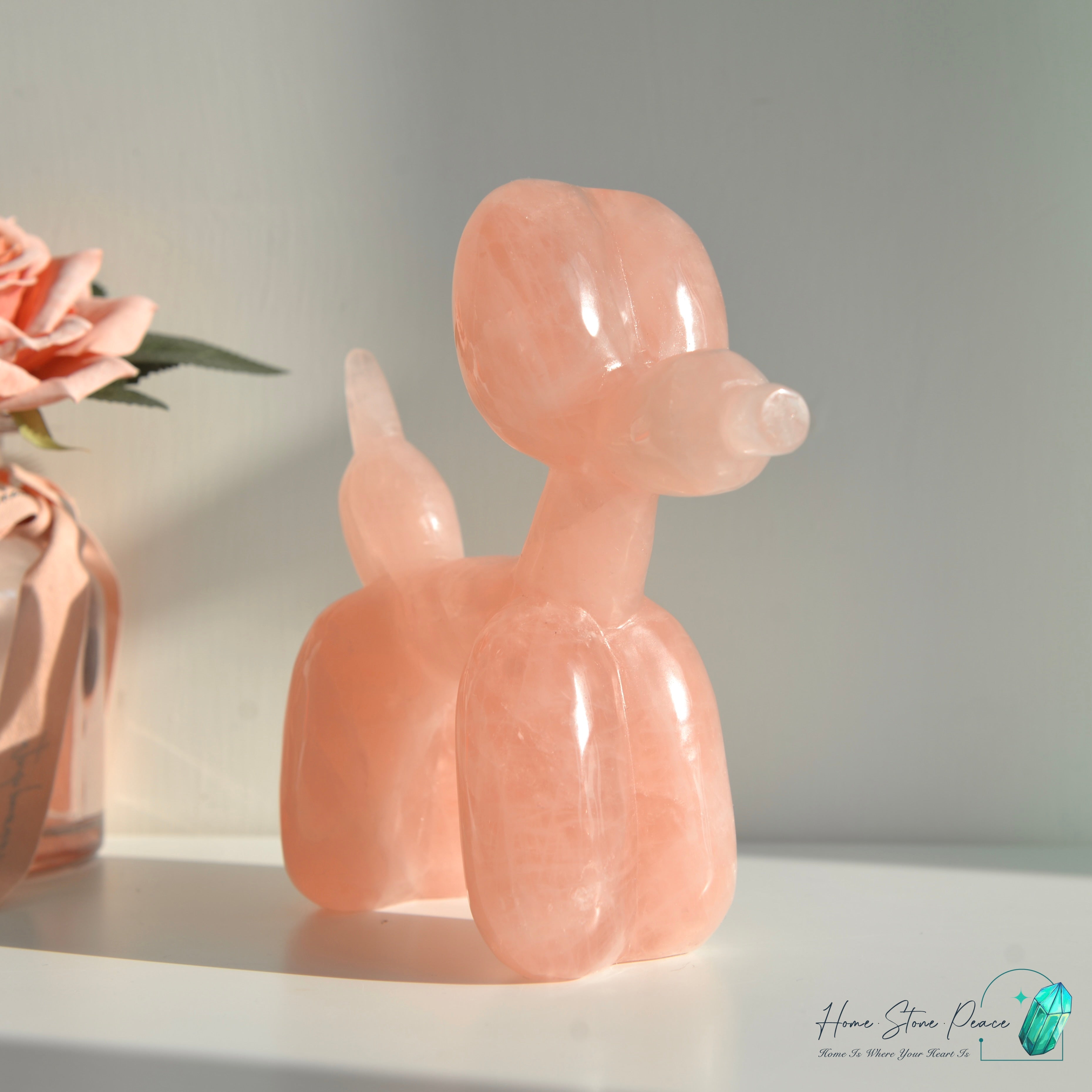 粉紅水晶氣球狗(大) Rose Quartz Balloon Dog (Large)
