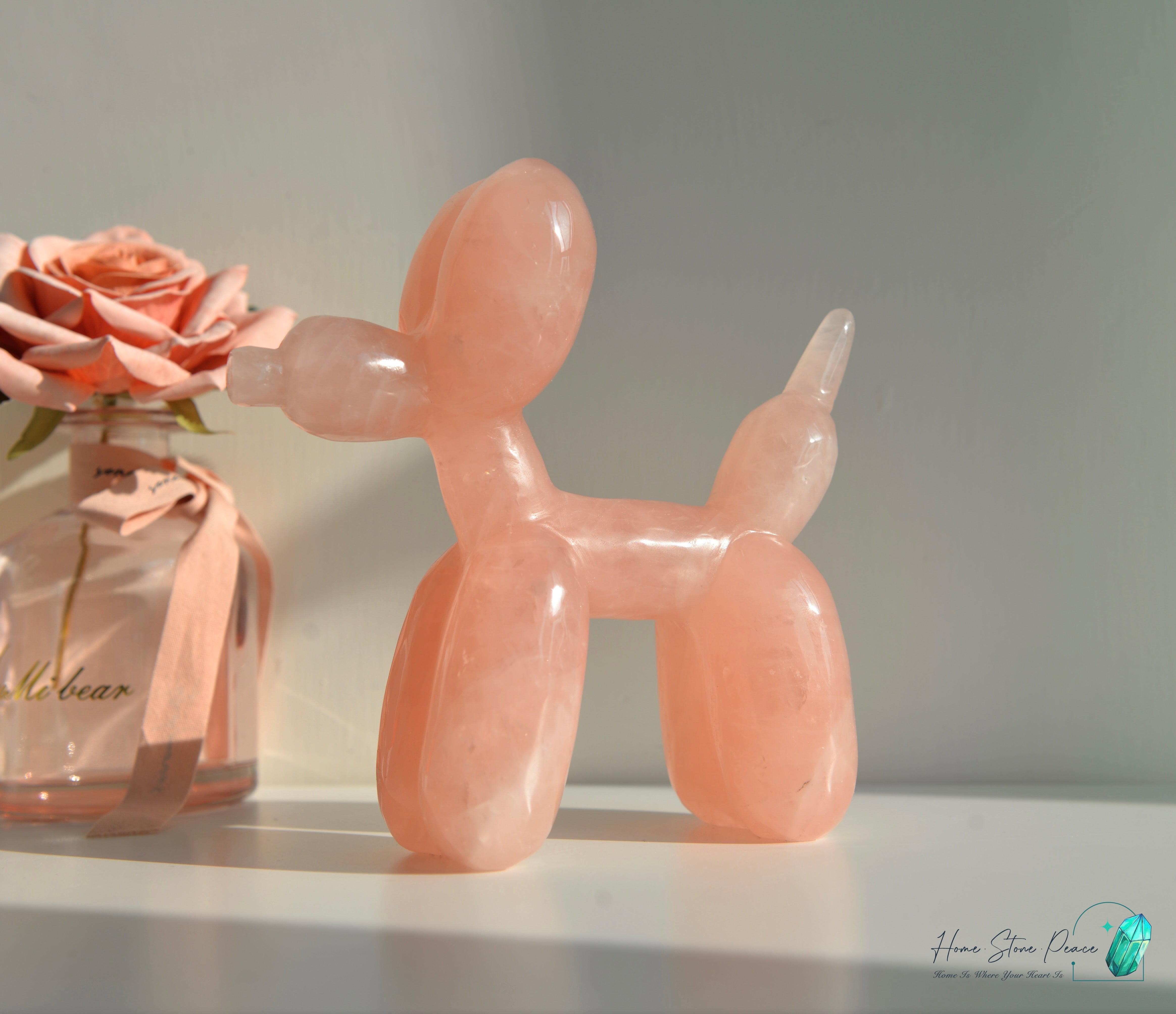 粉紅水晶氣球狗(大) Rose Quartz Balloon Dog (Large)