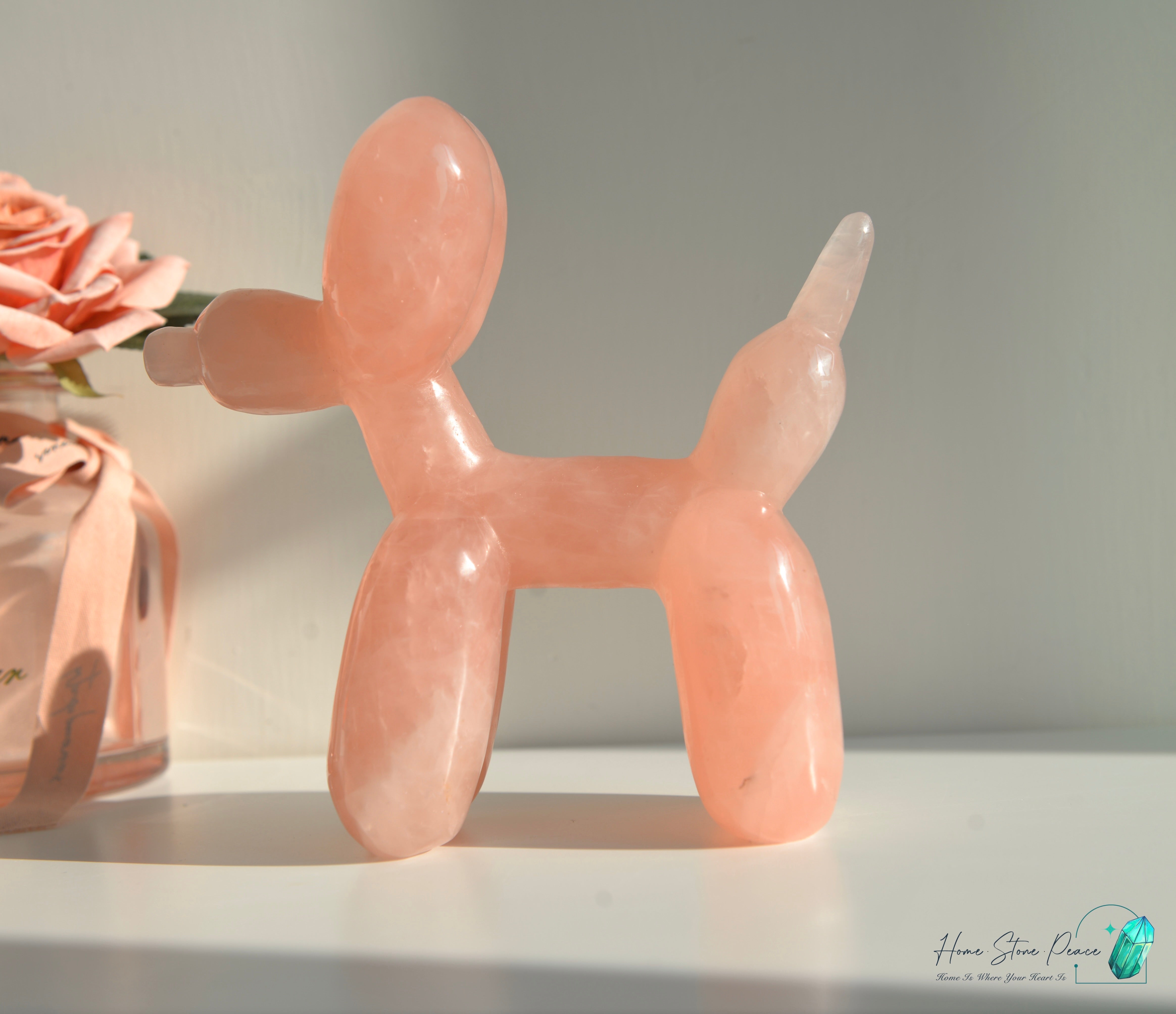 粉紅水晶氣球狗(大) Rose Quartz Balloon Dog (Large)
