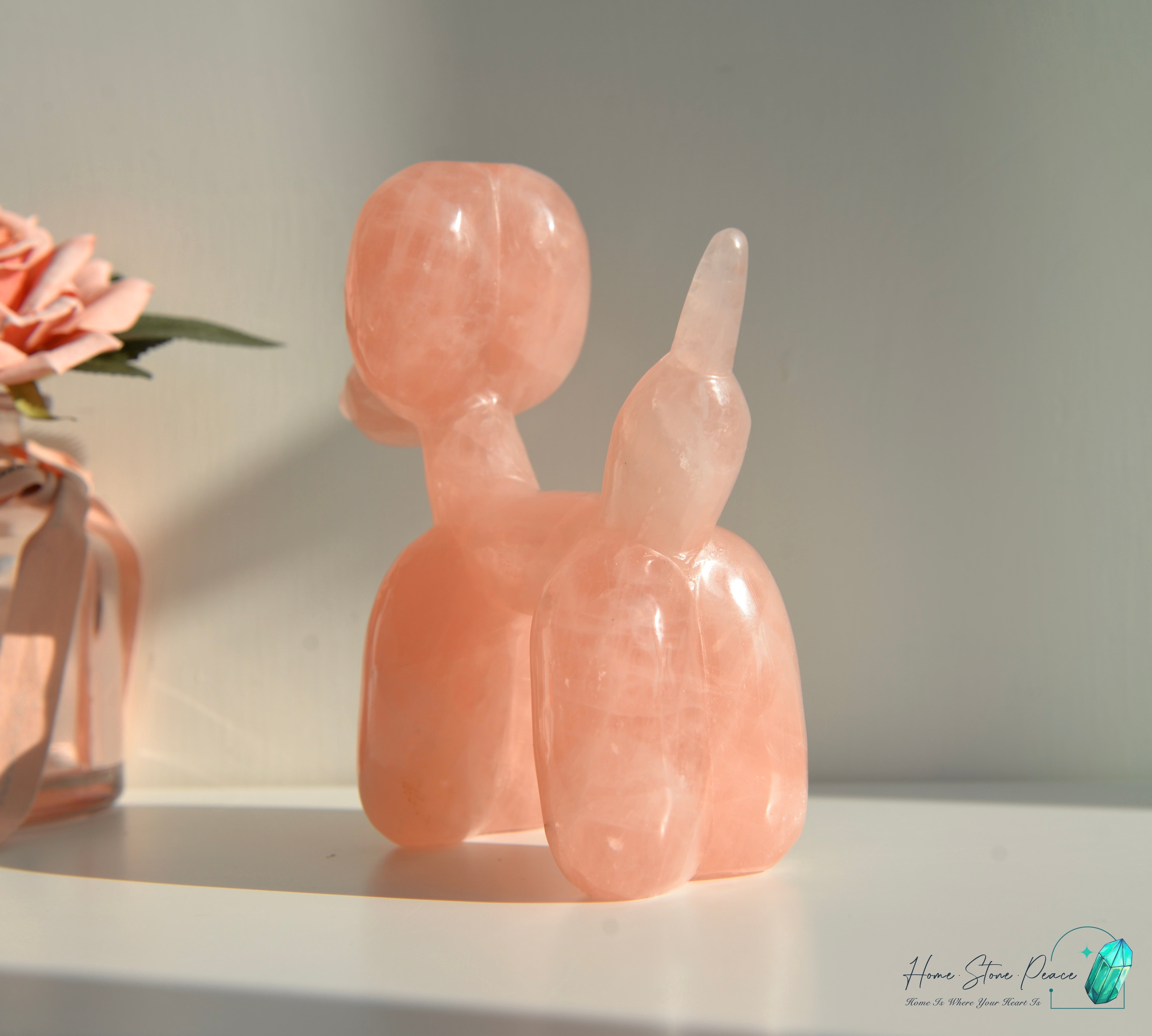 粉紅水晶氣球狗(大) Rose Quartz Balloon Dog (Large)