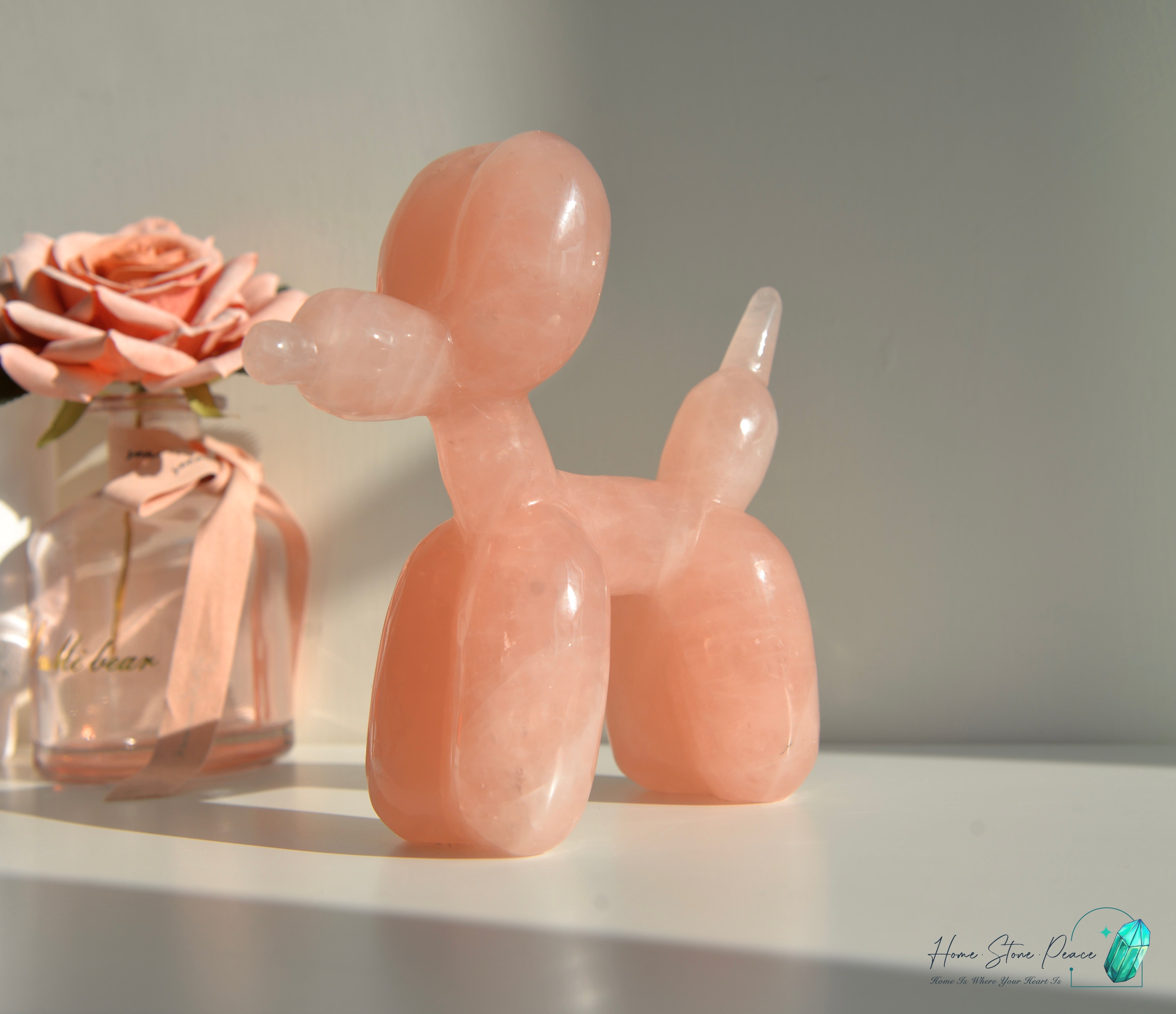 粉紅水晶氣球狗(大) Rose Quartz Balloon Dog (Large)