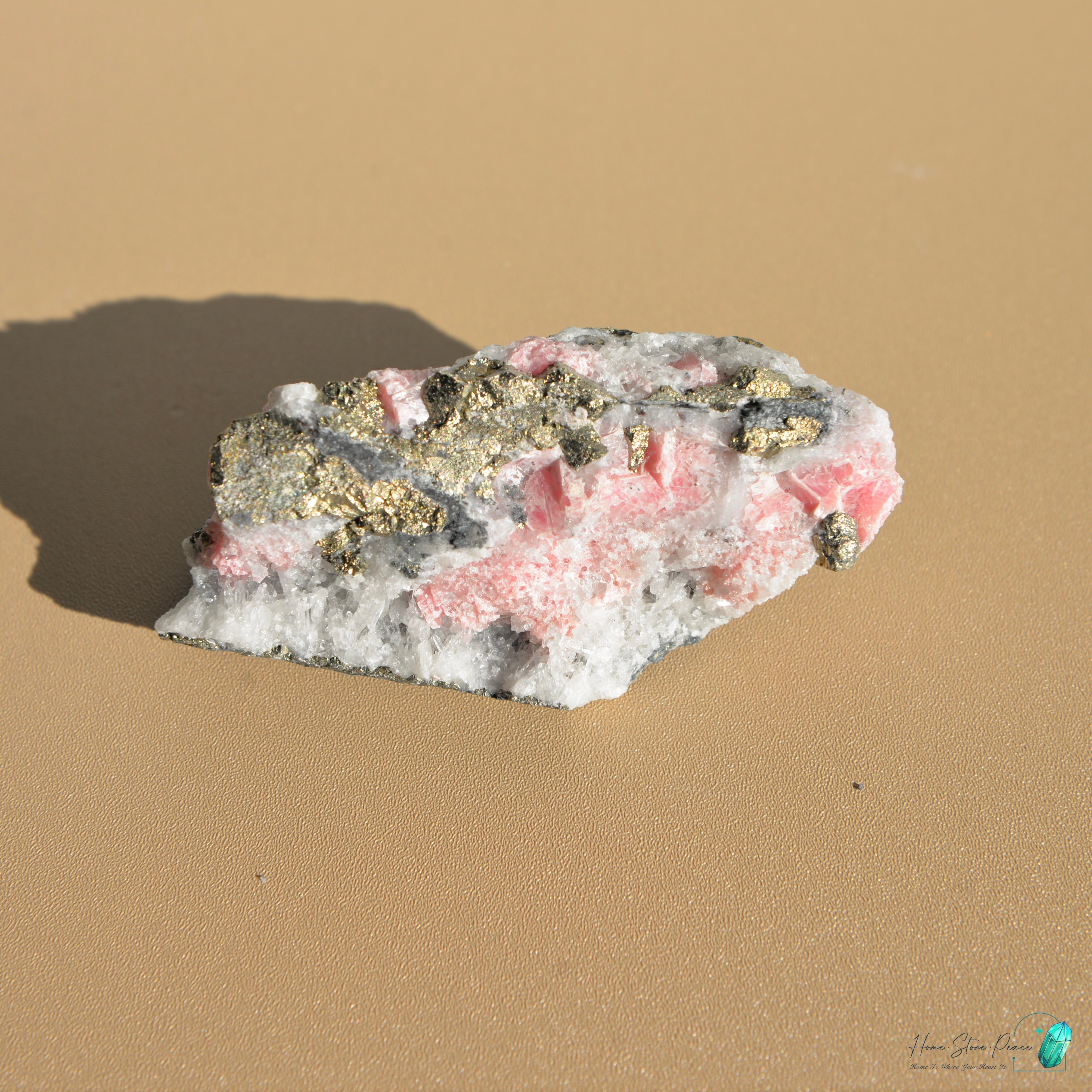 秘魯紅紋石黃鐵礦共生原石 Peruvian Rhodochrosite Pyrite Cluster