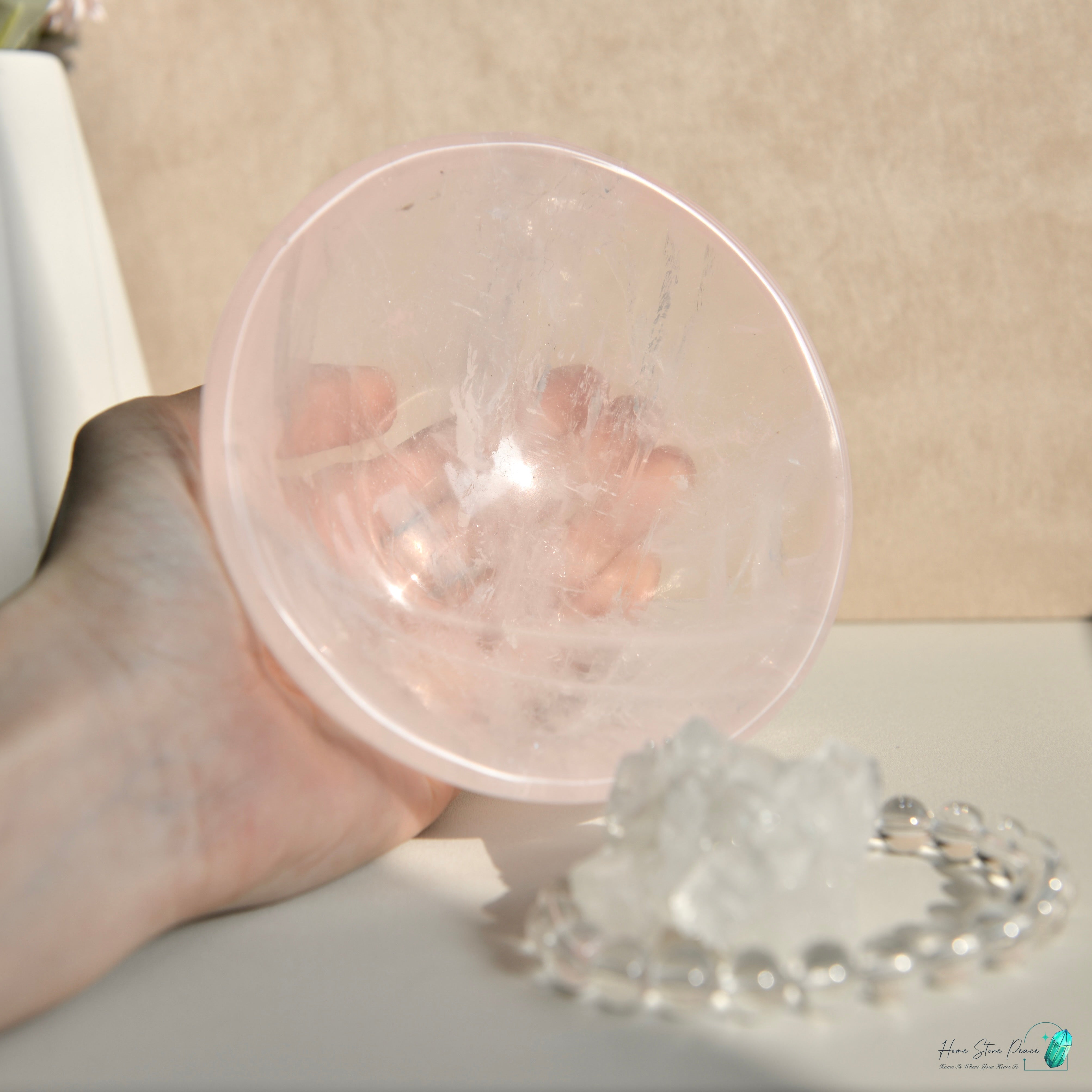 粉紅水晶ボウル ローズクォーツボウル