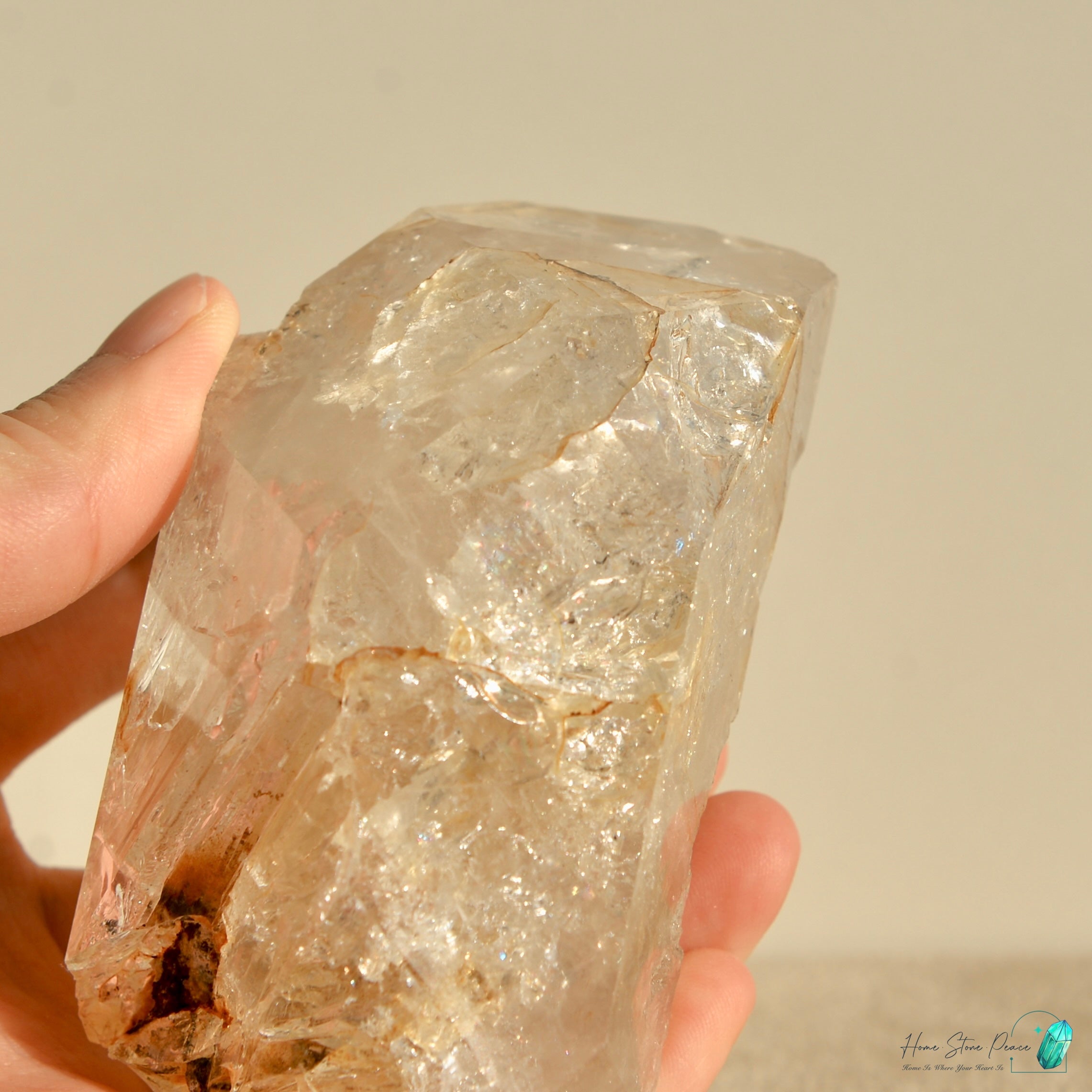 美國紐約黄金療癒者骸骨赫基蒙鑽石(較大) New York Skeletal Herkimer Diamond with Golden Healer (Palm-Sized)