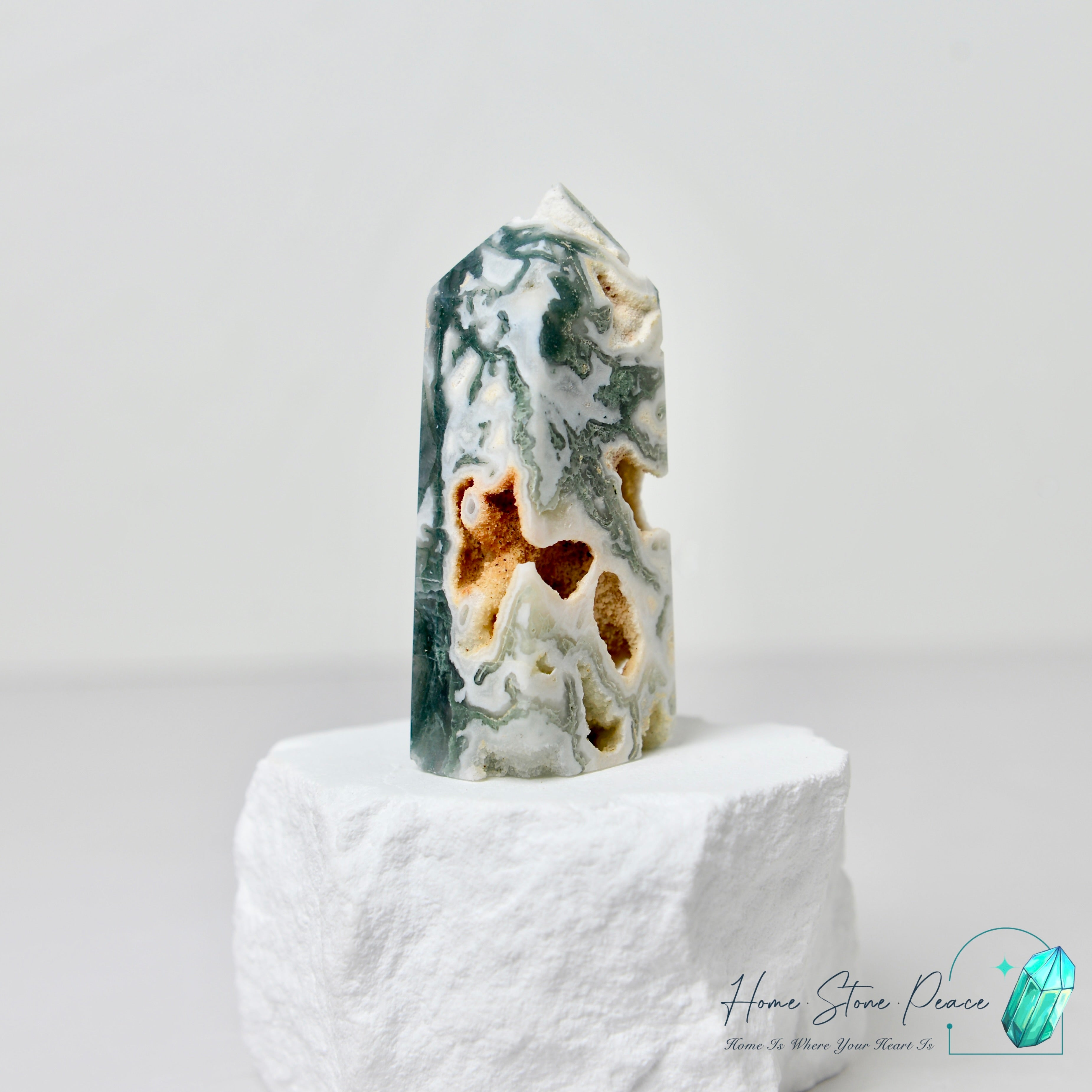 水草瑪瑙柱 Moss Agate Tower