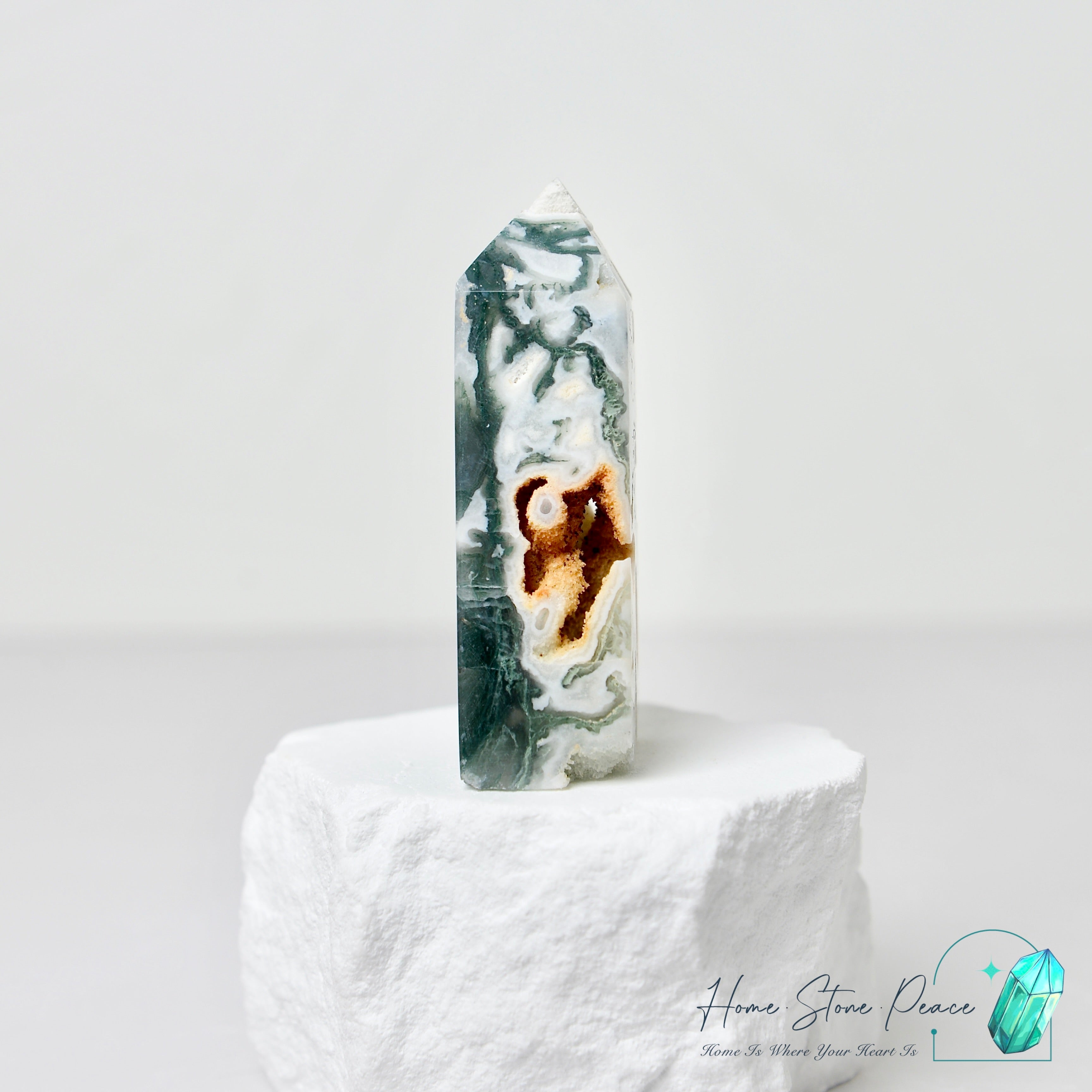 水草瑪瑙柱 Moss Agate Tower