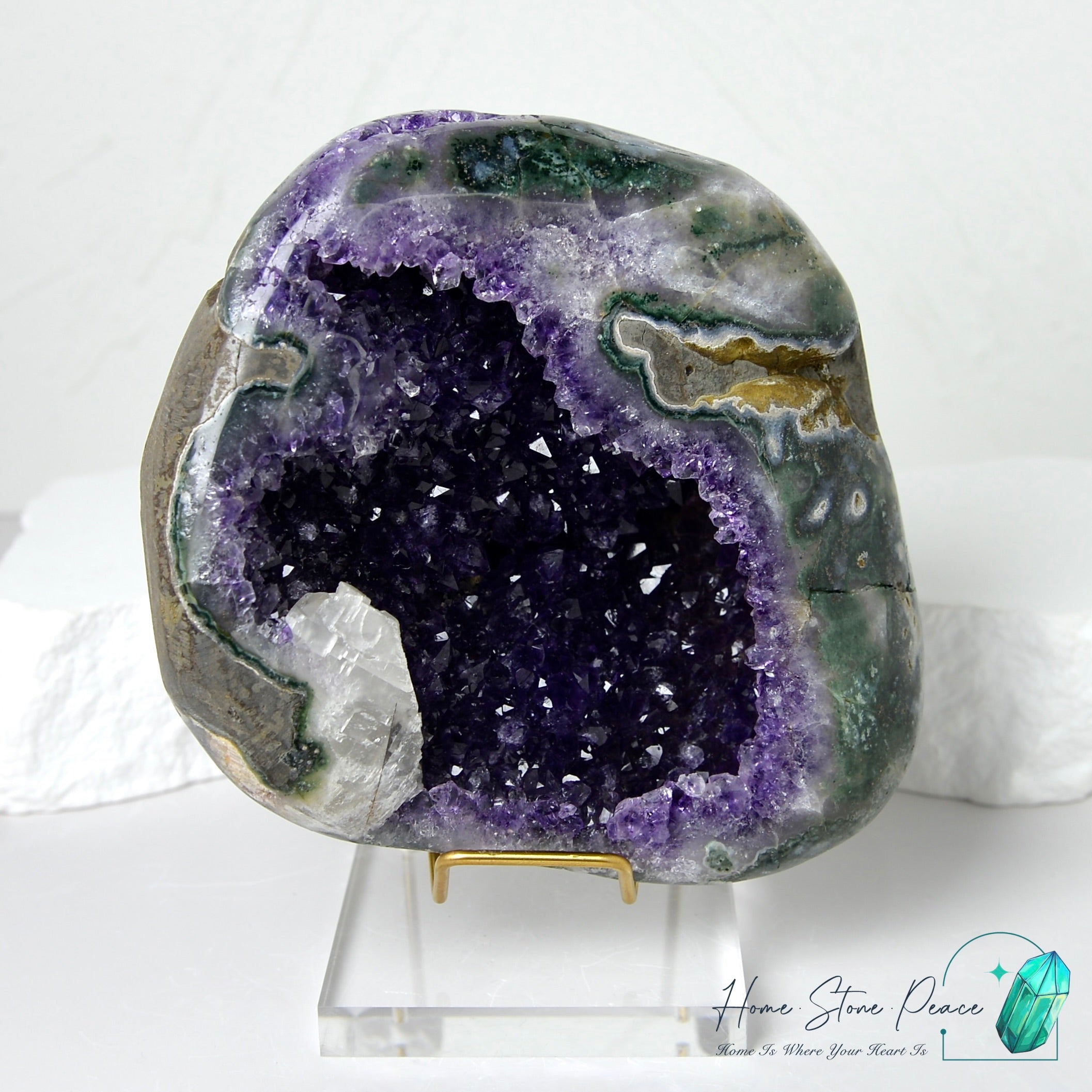 Amethyst and Calcite Geode 紫水晶方解石共生晶洞