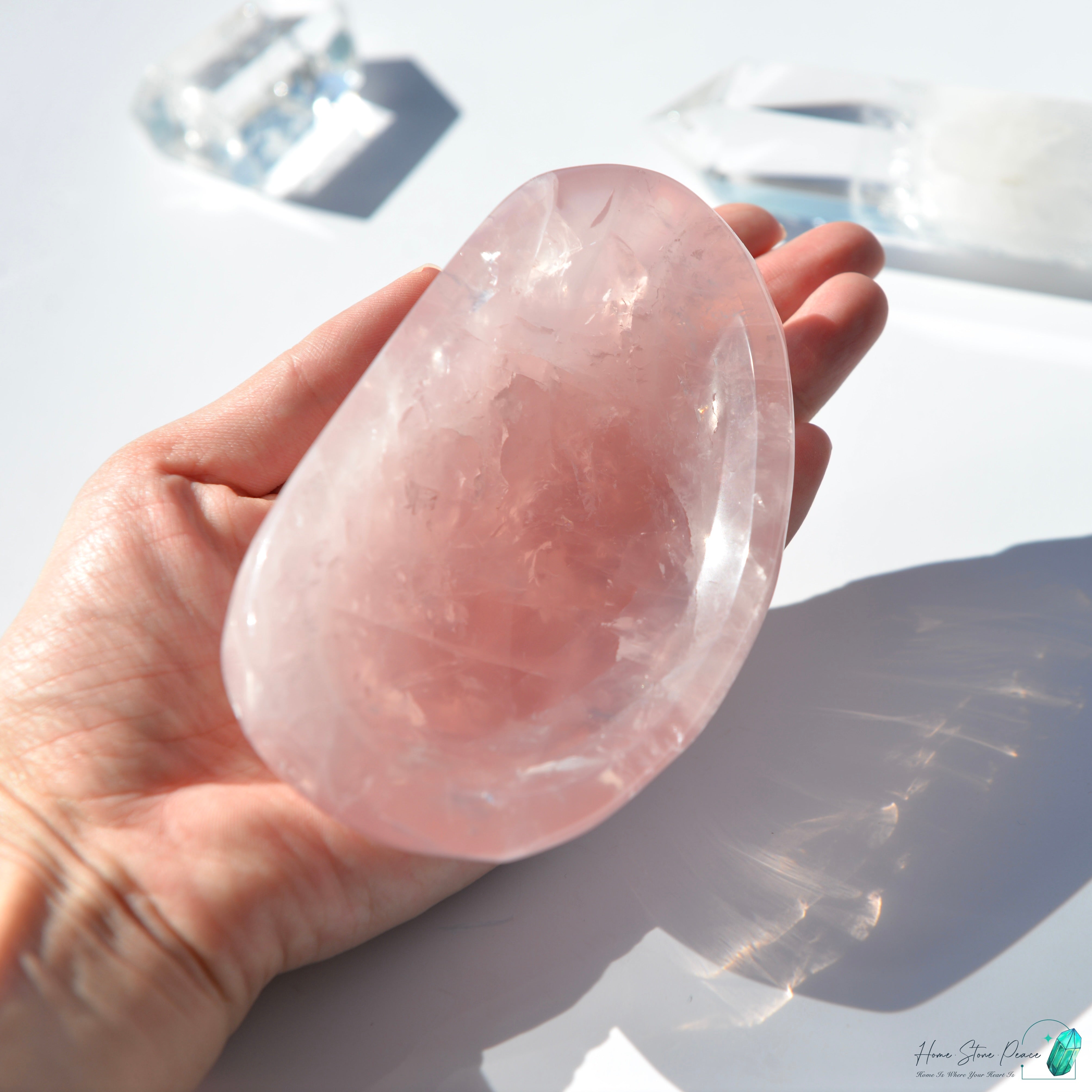 粉紅水晶小碟(加厚）Rose Quartz Trinket Dish