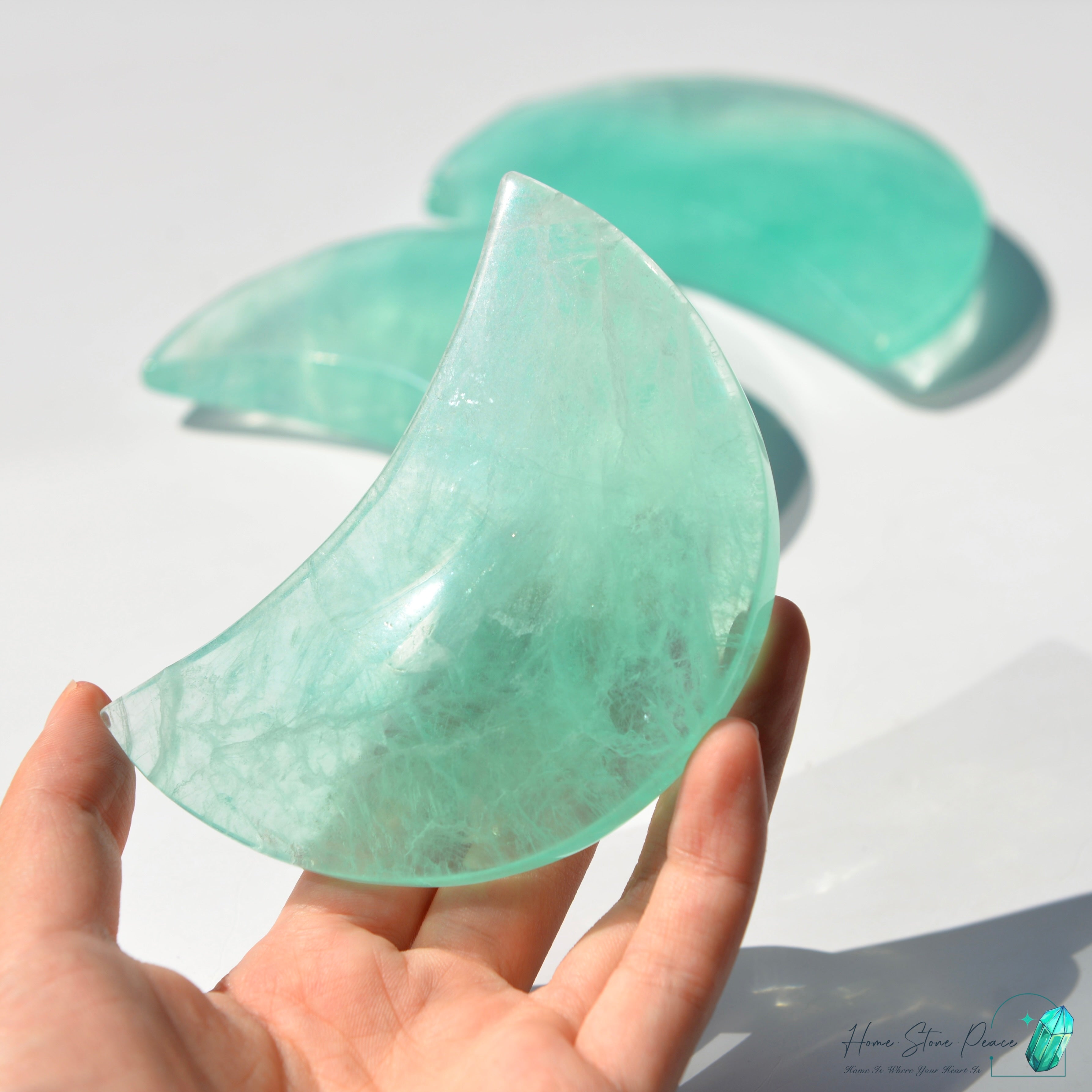 Green Fluorite Moon with Stand 綠螢石月亮連座