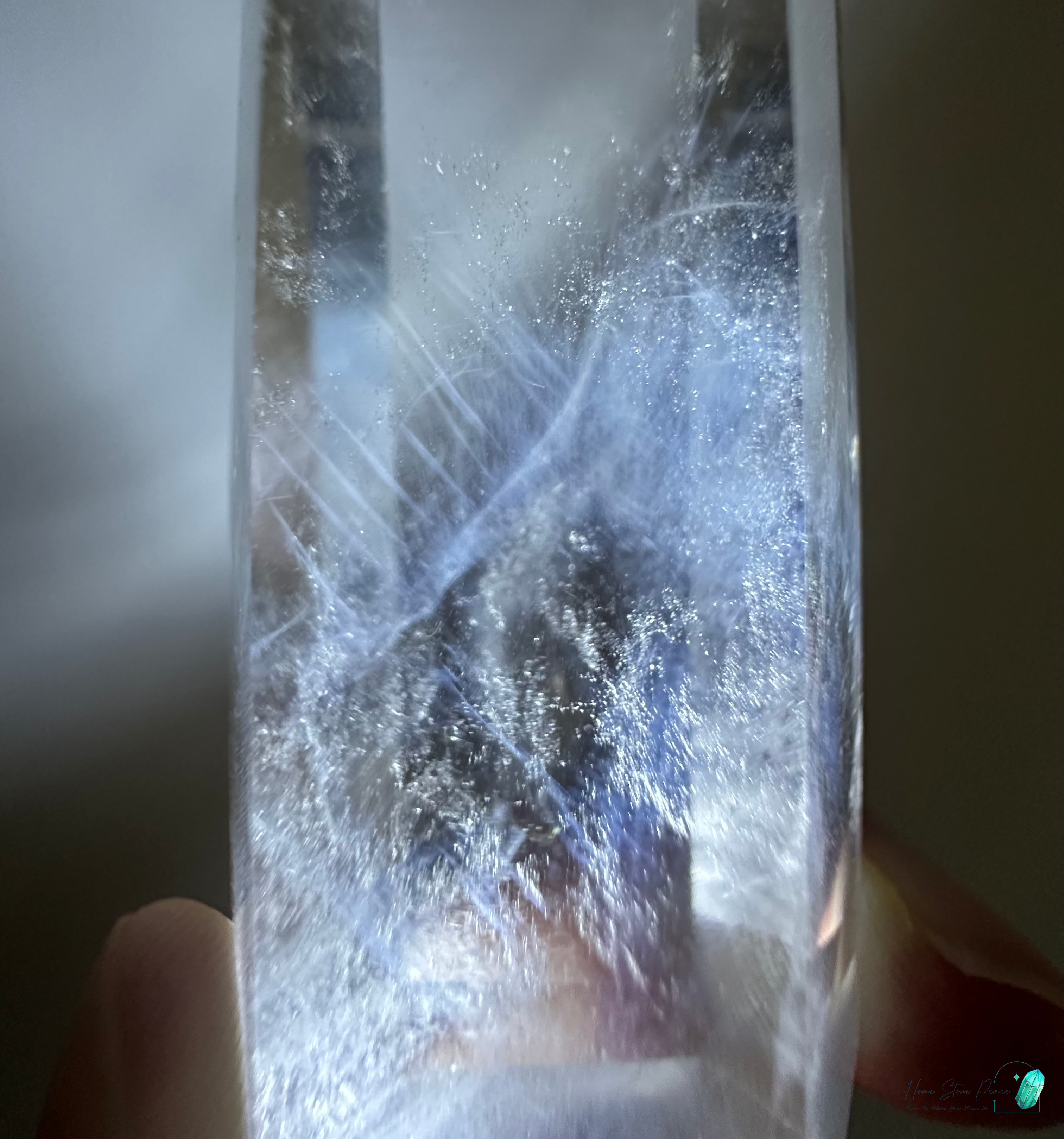 Clear Quartz Tower with Blue Smoke 白水晶藍煙小柱