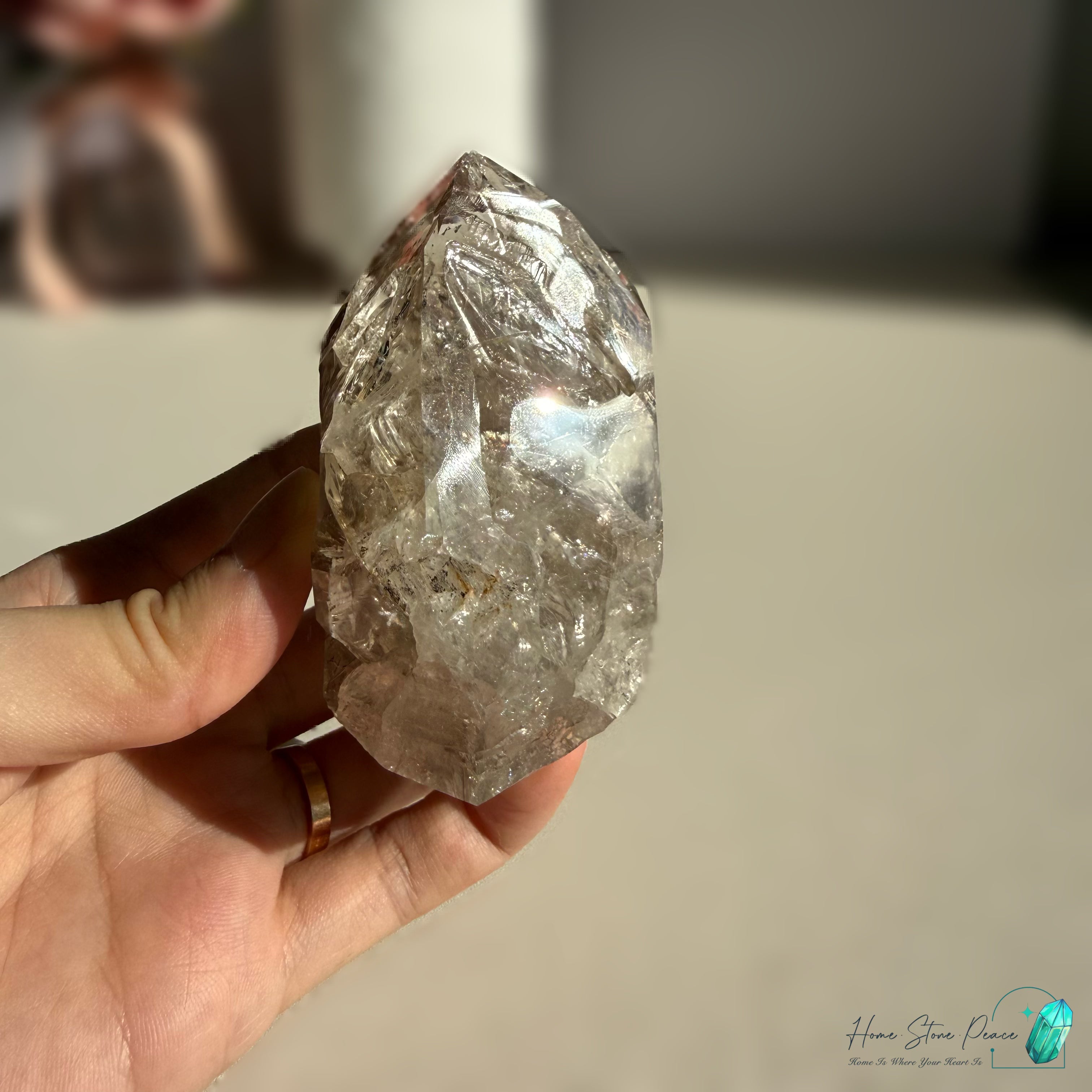 美國紐約骸骨赫基蒙鑽石(較大） New York Skeletal Herkimer Diamond (Palm-sized)