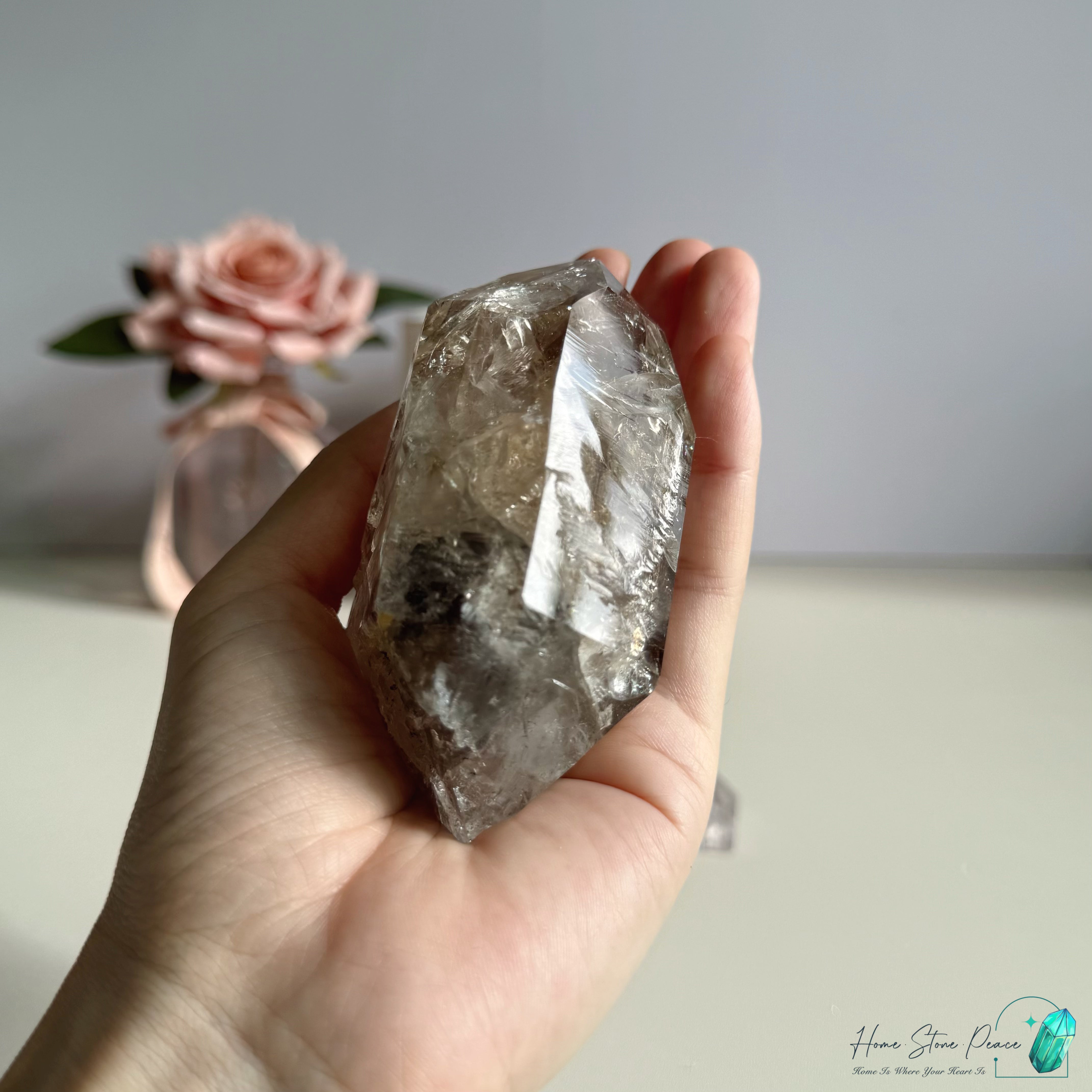 美國紐約骸骨赫基蒙鑽石(較大） New York Skeletal Herkimer Diamond (Palm-sized)