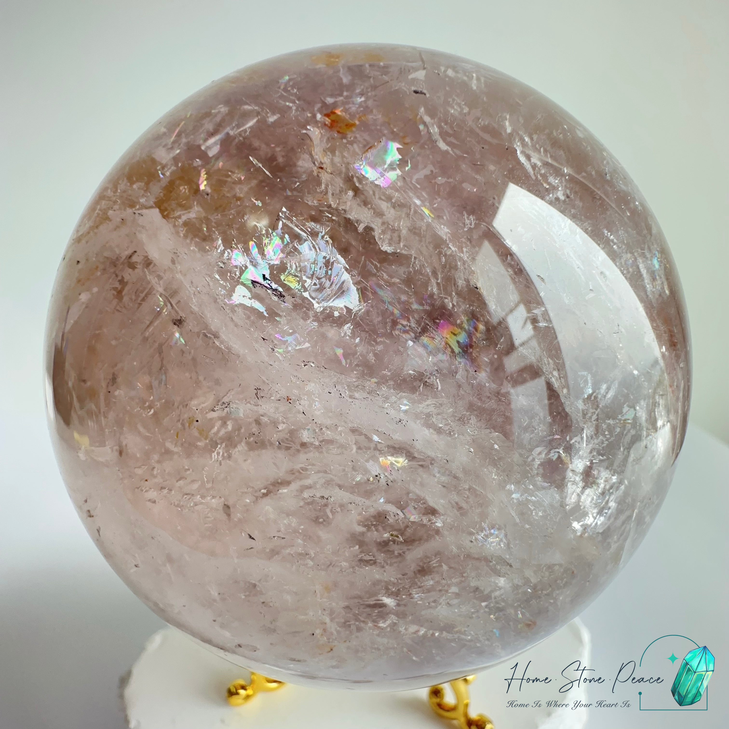 Large Skeletal Amethyst Sphere with Golden Healer & Enhydro 大紫骸骨水晶球黃金療癒者共生(含水膽）