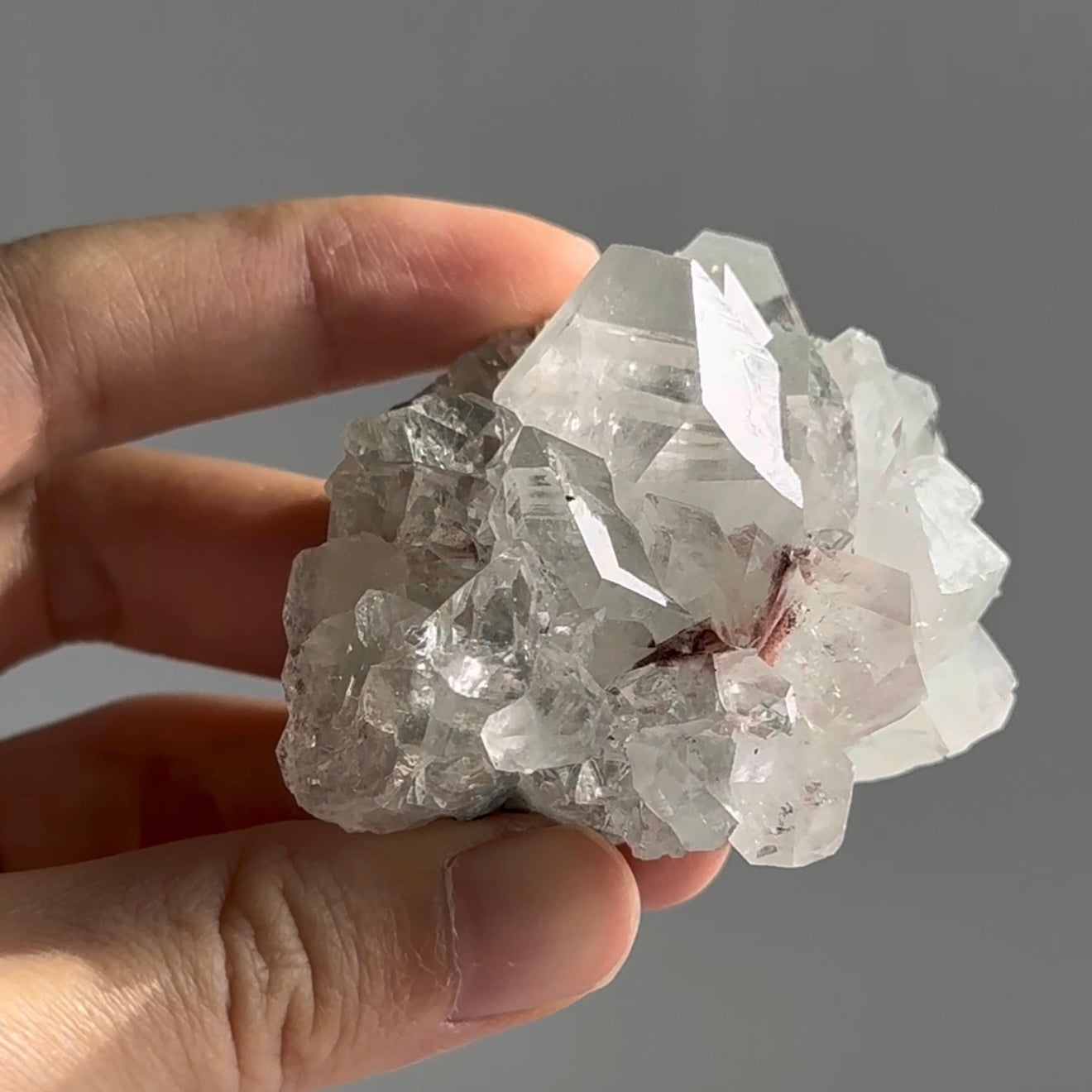 鑽石魚眼石紅色沸石共生 Diamond Apophyllite Cluster with Red Zeolite